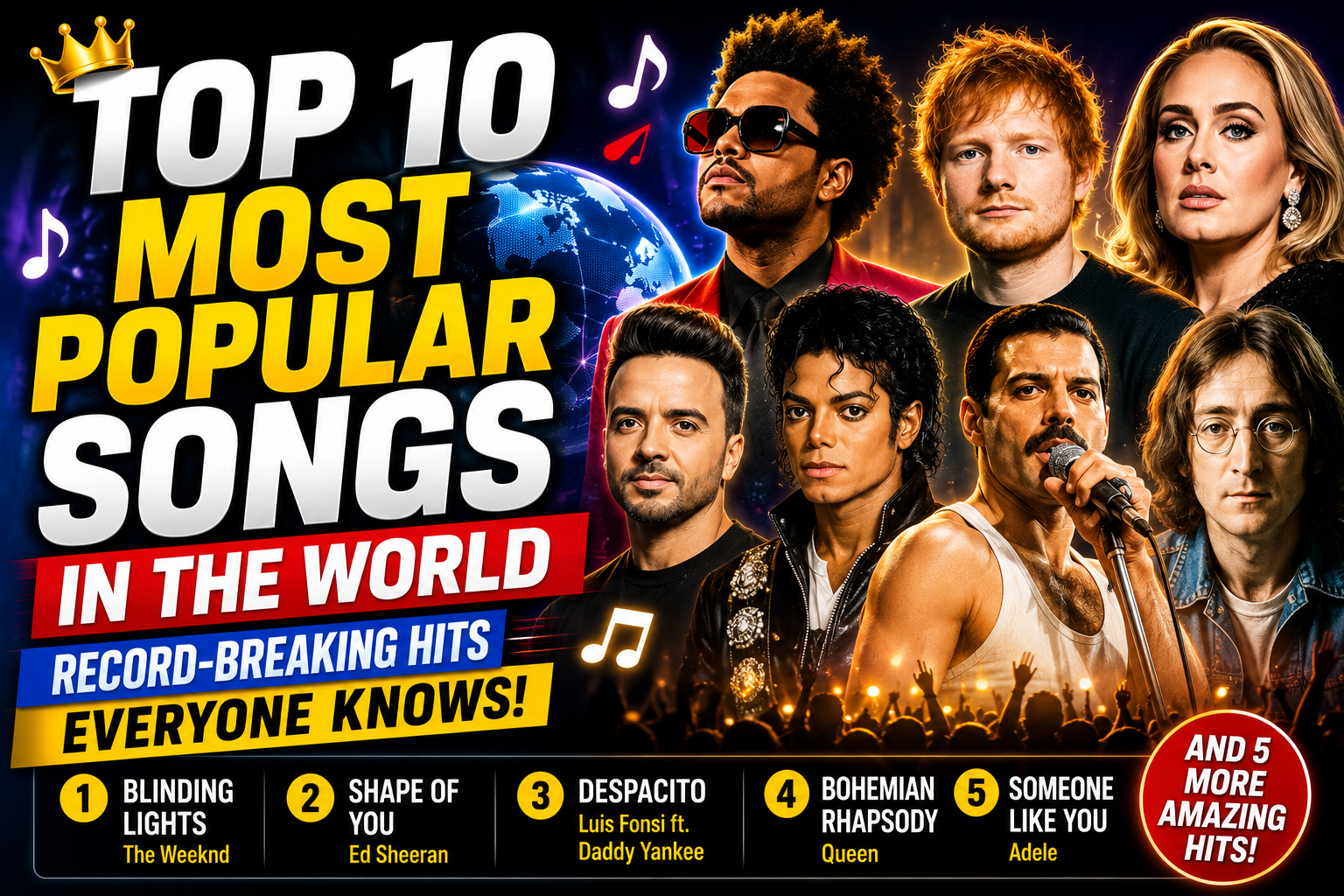 Top 10 Most Popular Songs in the World: Record-Breaking Hits Everyone Knows