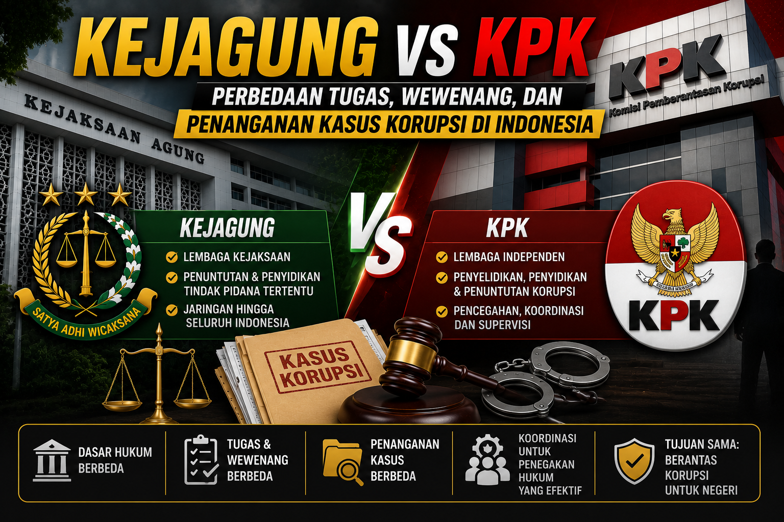Kejagung vs KPK: Perbedaan Tugas, Wewenang, dan Penanganan Kasus Korupsi di Indonesia