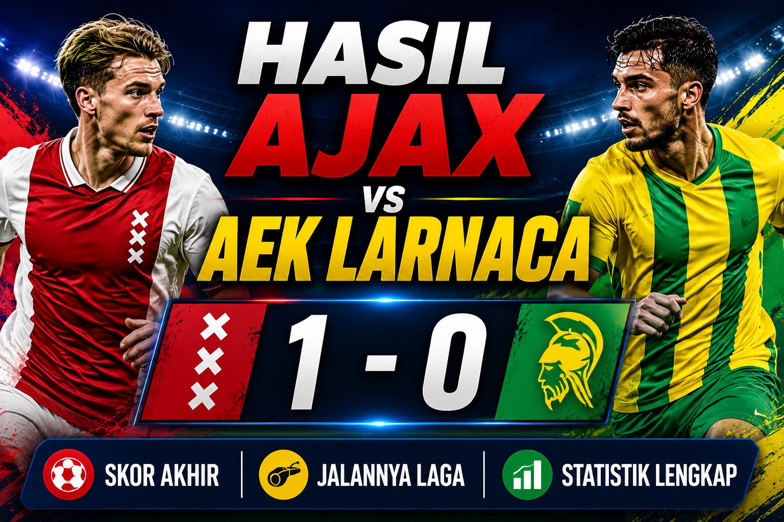 Hasil Ajax vs AEK Larnaca: Skor Akhir, Jalannya Laga, dan Statistik Lengkap