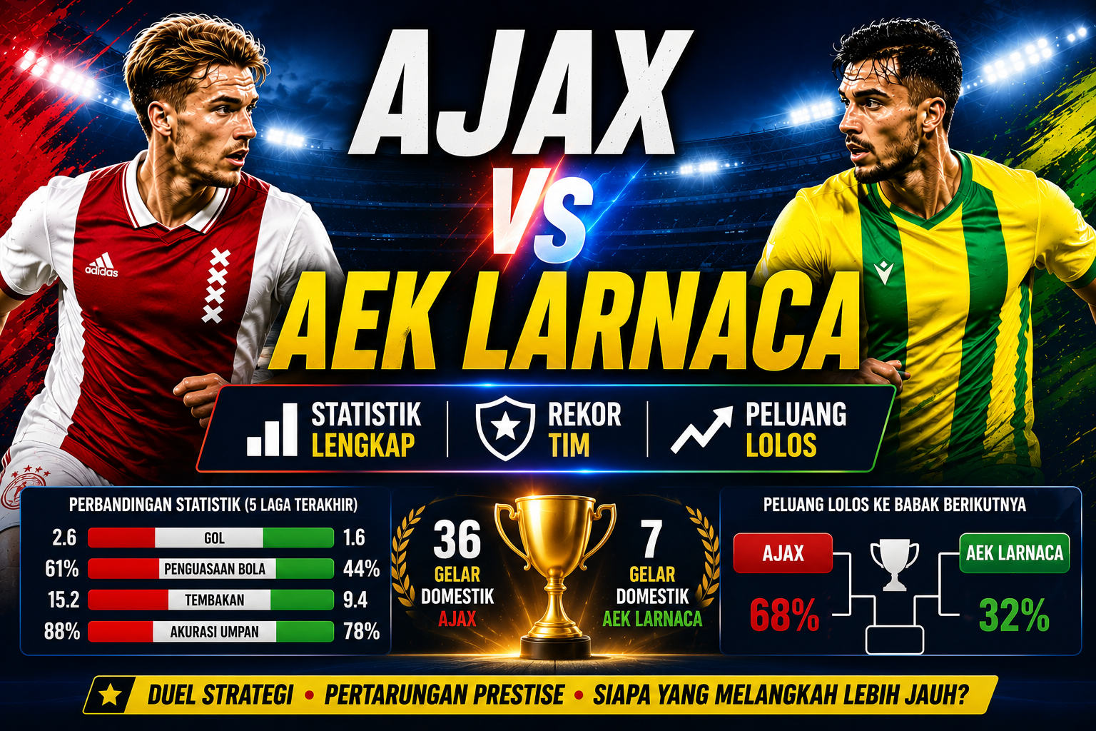 Ajax vs AEK Larnaca: Statistik Lengkap, Rekor Tim, dan Peluang Lolos ke Babak Berikutnya