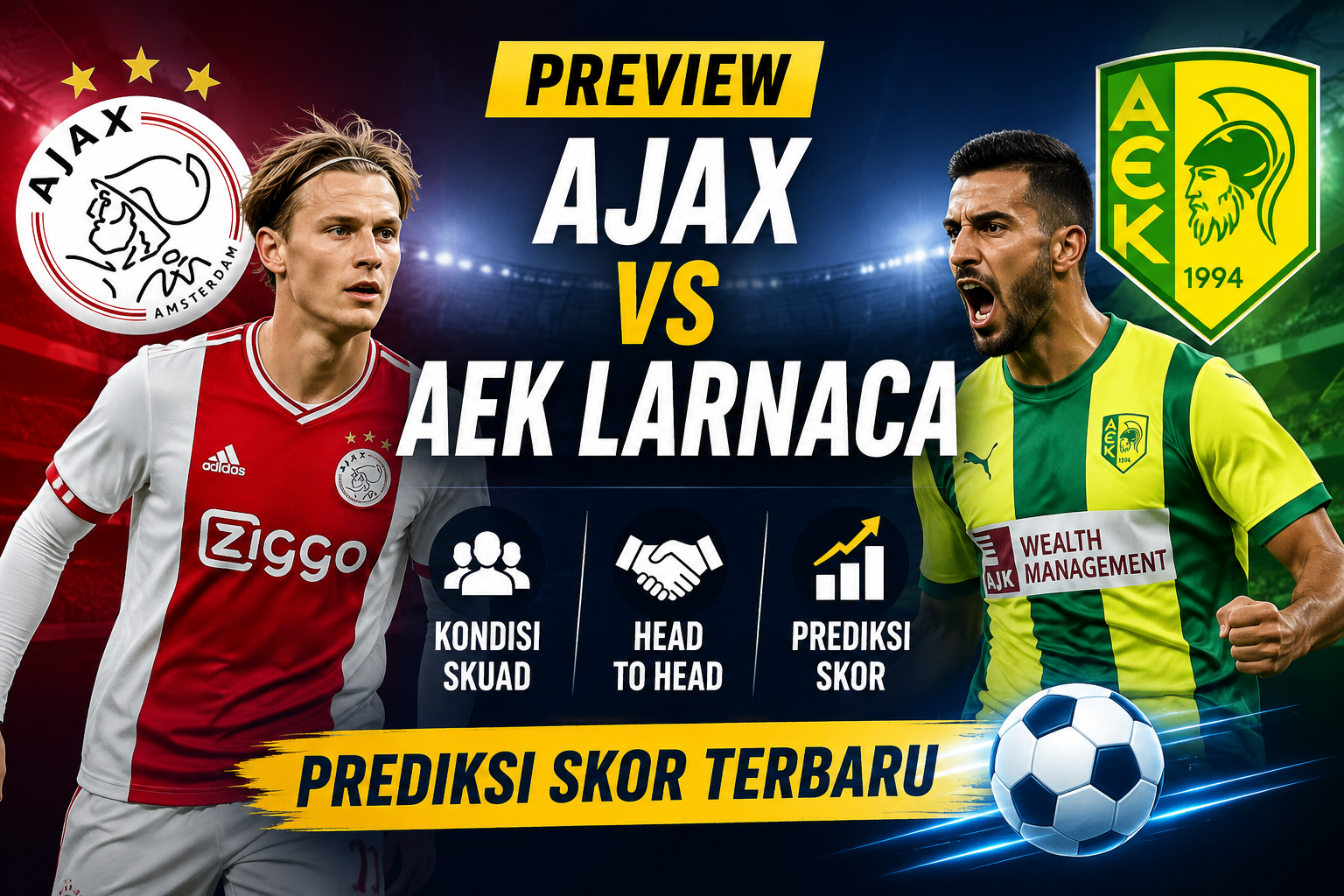 Preview Ajax vs AEK Larnaca: Kondisi Skuad, Head to Head, dan Prediksi Skor Terbaru