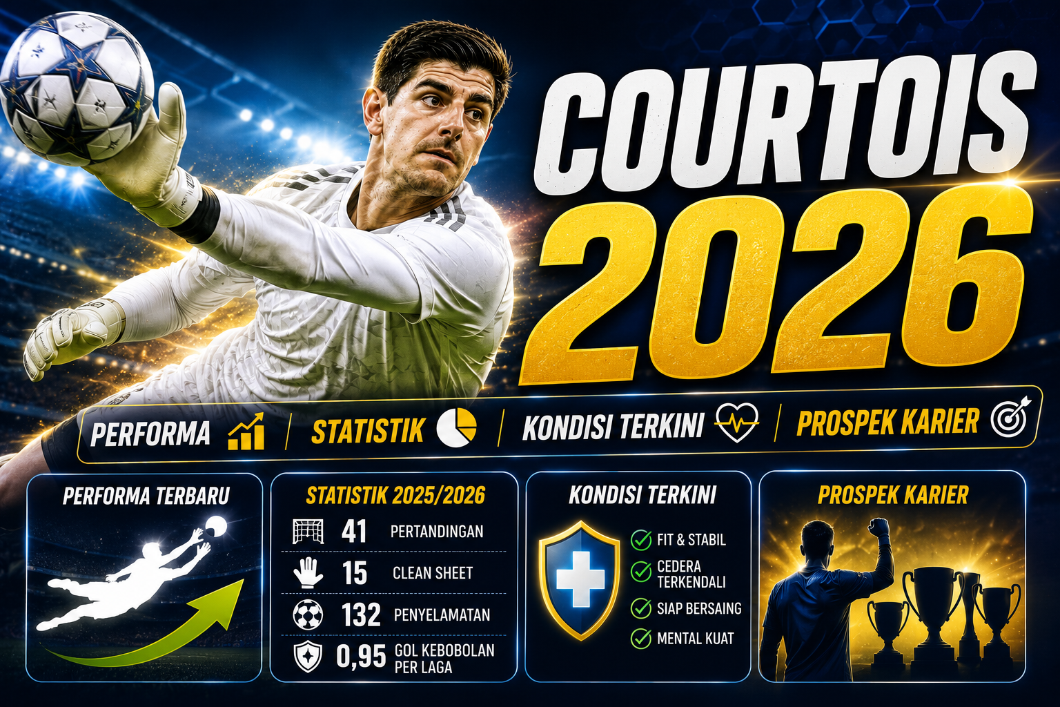 Thibaut Courtois 2026: Performa Terbaru, Statistik, Kondisi Terkini, dan Prospek Karier