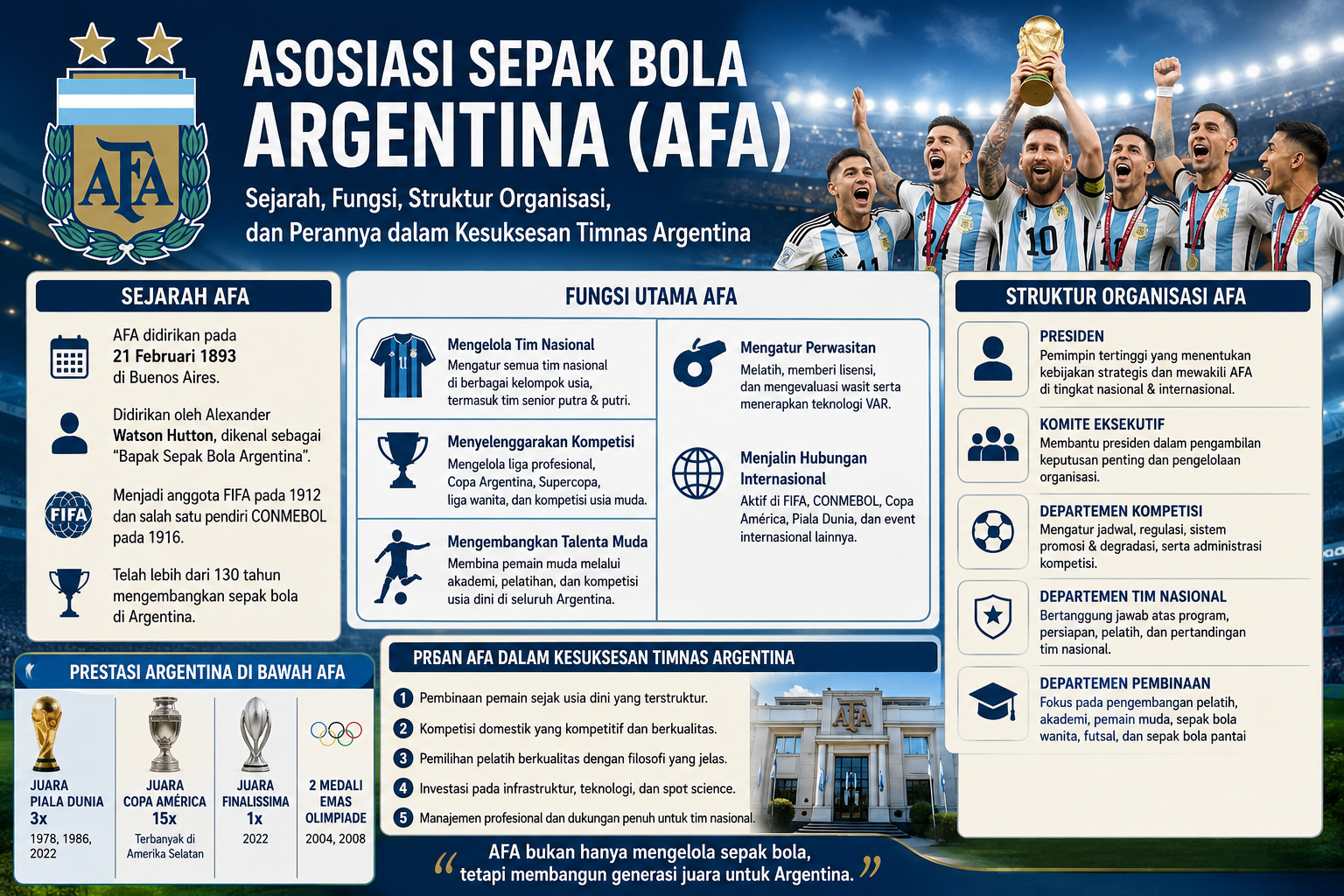 Apa Itu Asosiasi Sepak Bola Argentina (AFA)? Sejarah, Fungsi, Struktur Organisasi, dan Perannya dalam Kesuksesan Timnas Argentina