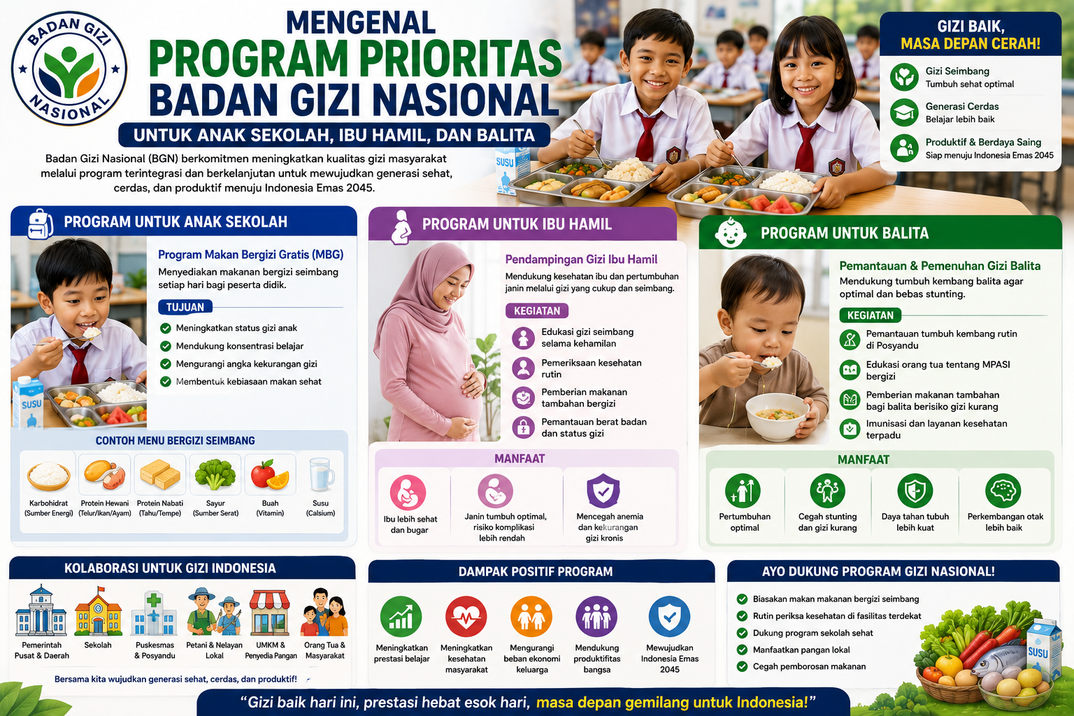 Mengenal Program Prioritas Badan Gizi Nasional untuk Anak Sekolah, Ibu Hamil, dan Balita