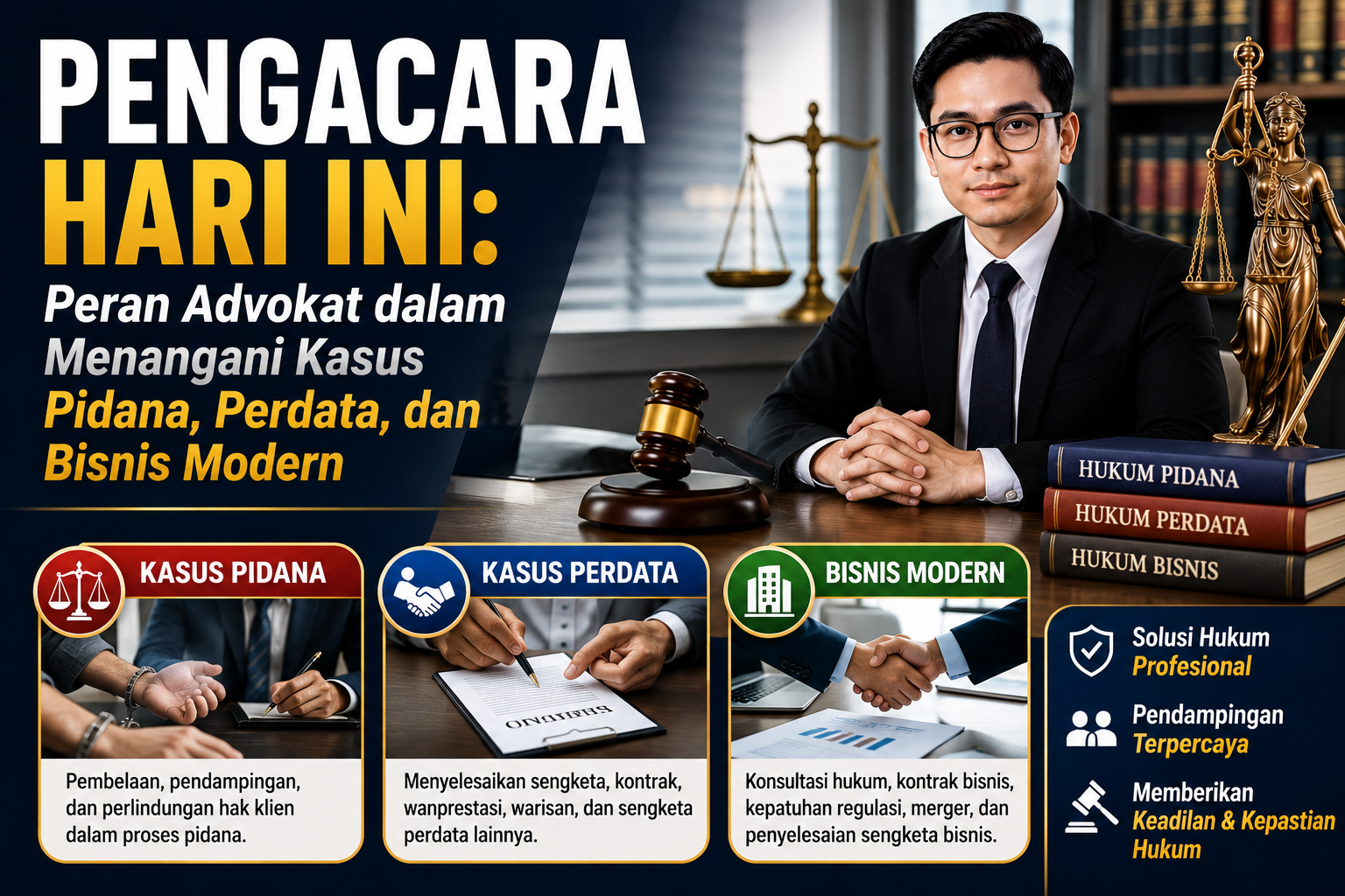 Pengacara Hari Ini: Peran Advokat dalam Menangani Kasus Pidana, Perdata, dan Bisnis Modern