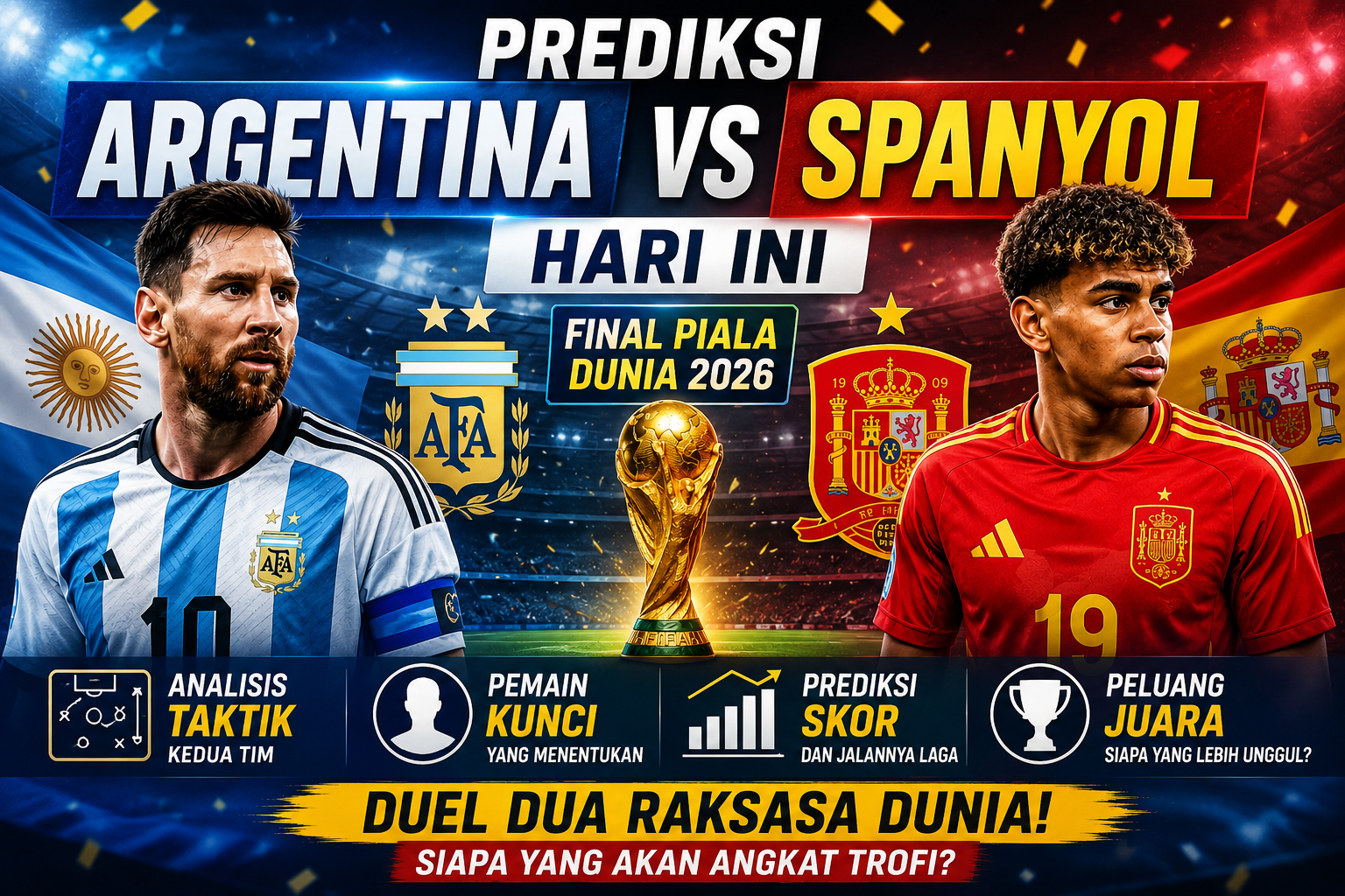 Prediksi Argentina vs Spanyol Hari Ini: Analisis Taktik, Pemain Kunci, dan Peluang Juara