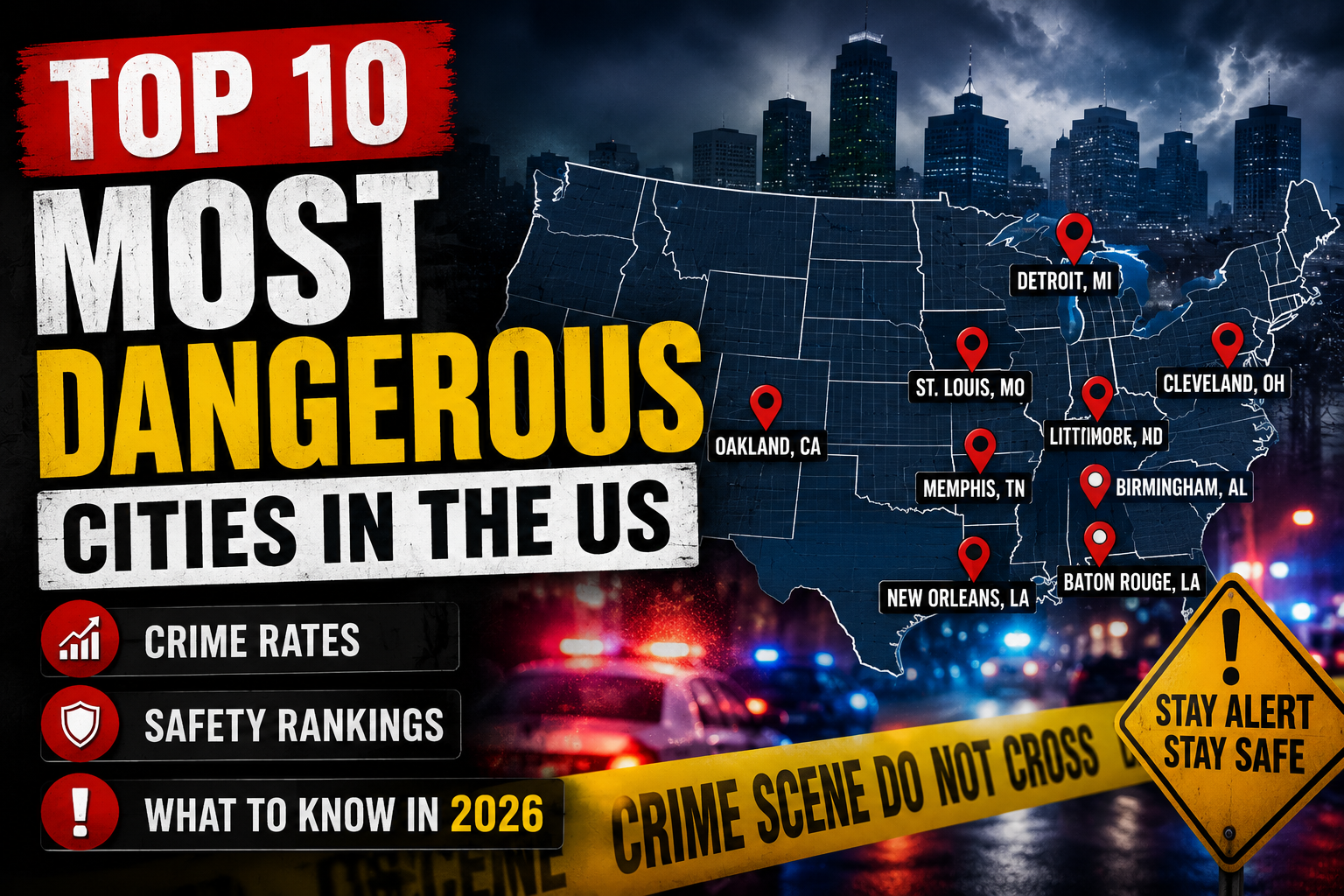 Top 10 Most Dangerous Cities in the US: Crime Rates, Safety Rankings, and What to Know in 2026