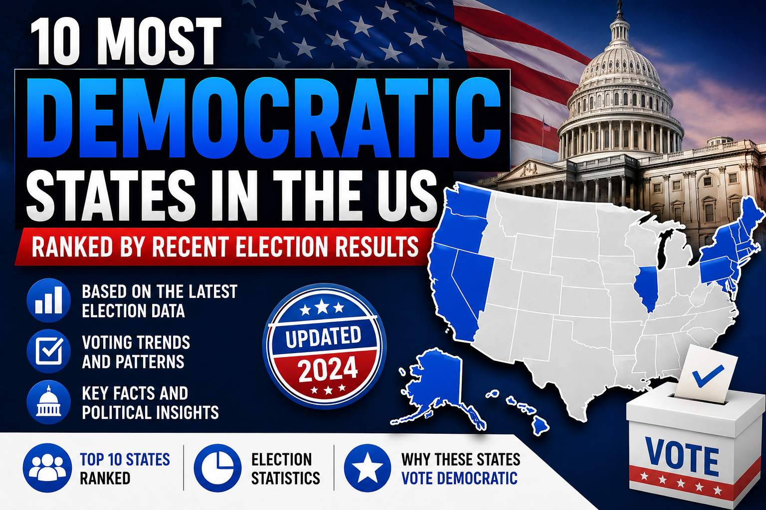 10 Most Democratic States in the US Ranked by Recent Election Results