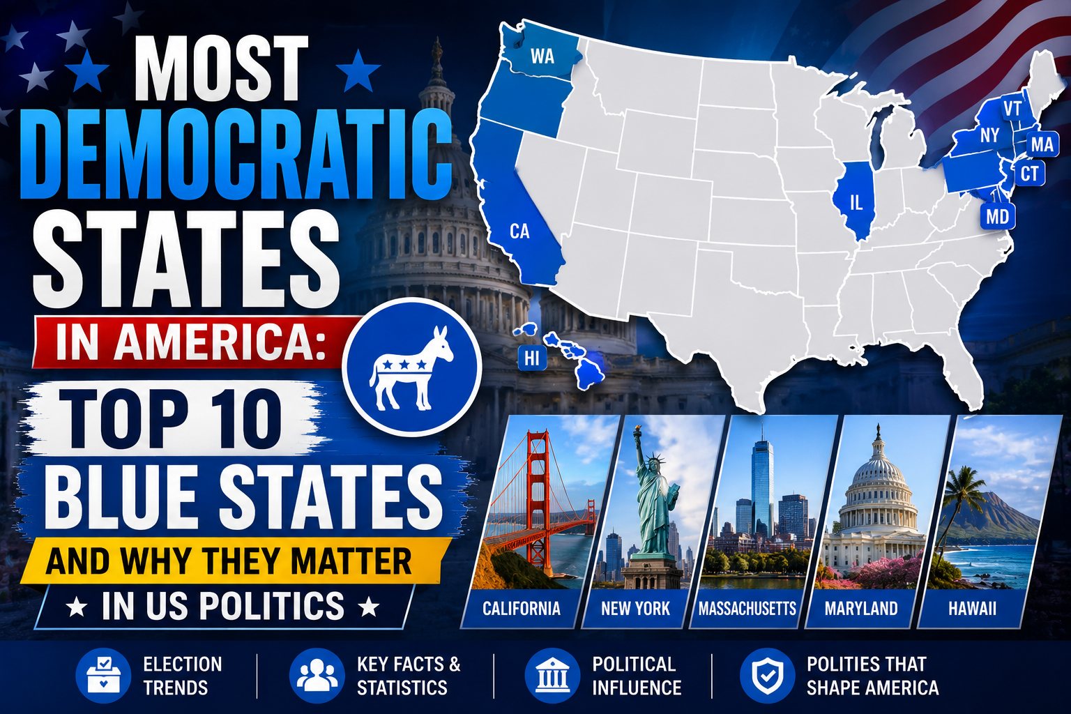 Most Democratic States in America: Top 10 Blue States and Why They Matter in US Politics