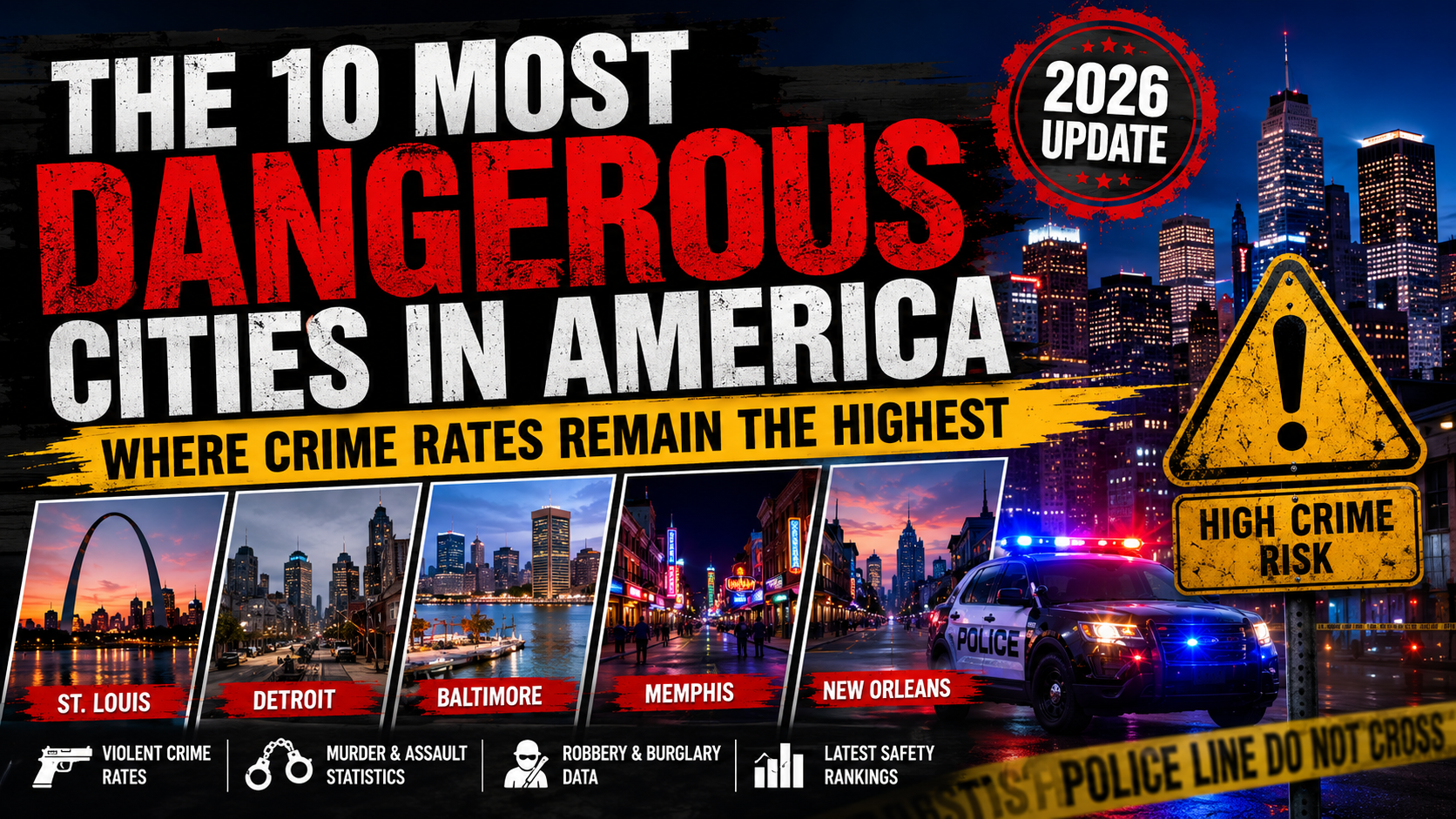 The 10 Most Dangerous Cities in America: Where Crime Rates Remain the Highest