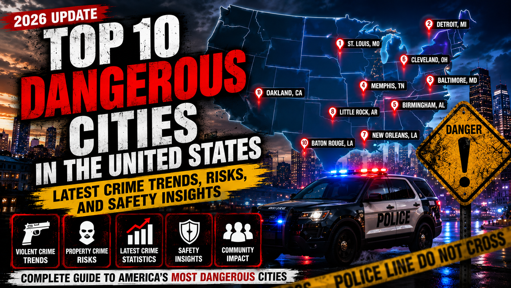 Top 10 Dangerous Cities in the United States: Latest Crime Trends, Risks, and Safety Insights