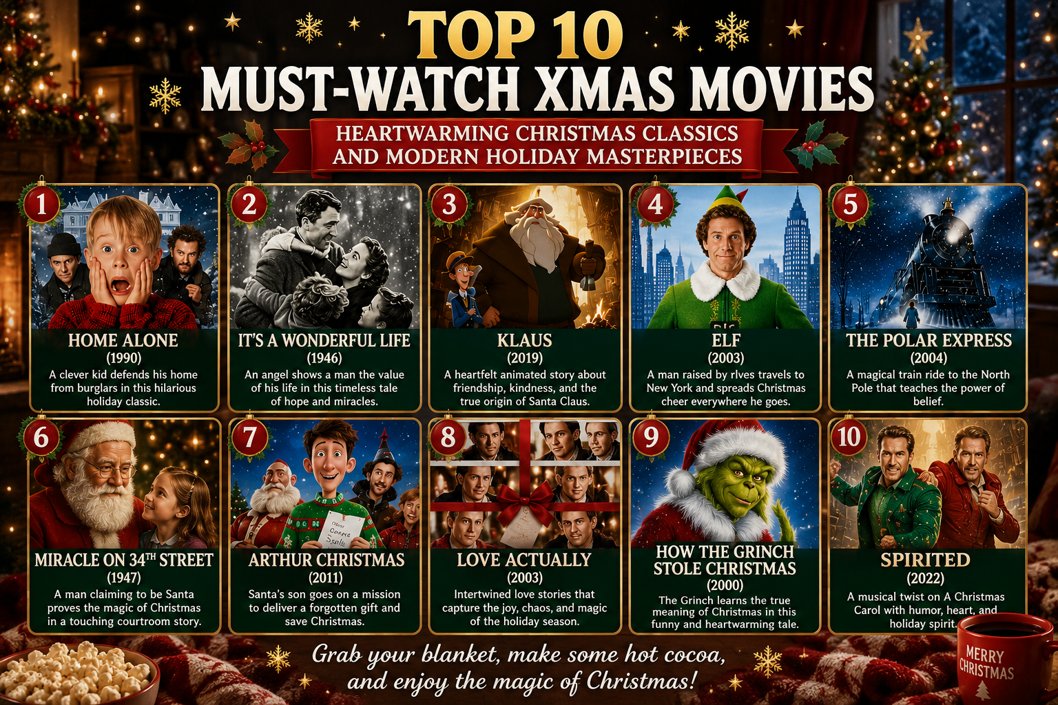 Top 10 Must-Watch Xmas Movies: Heartwarming Christmas Classics and Modern Holiday Masterpieces