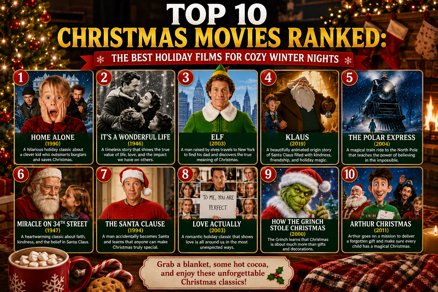 Top 10 Christmas Movies Ranked: The Best Holiday Films for Cozy Winter Nights