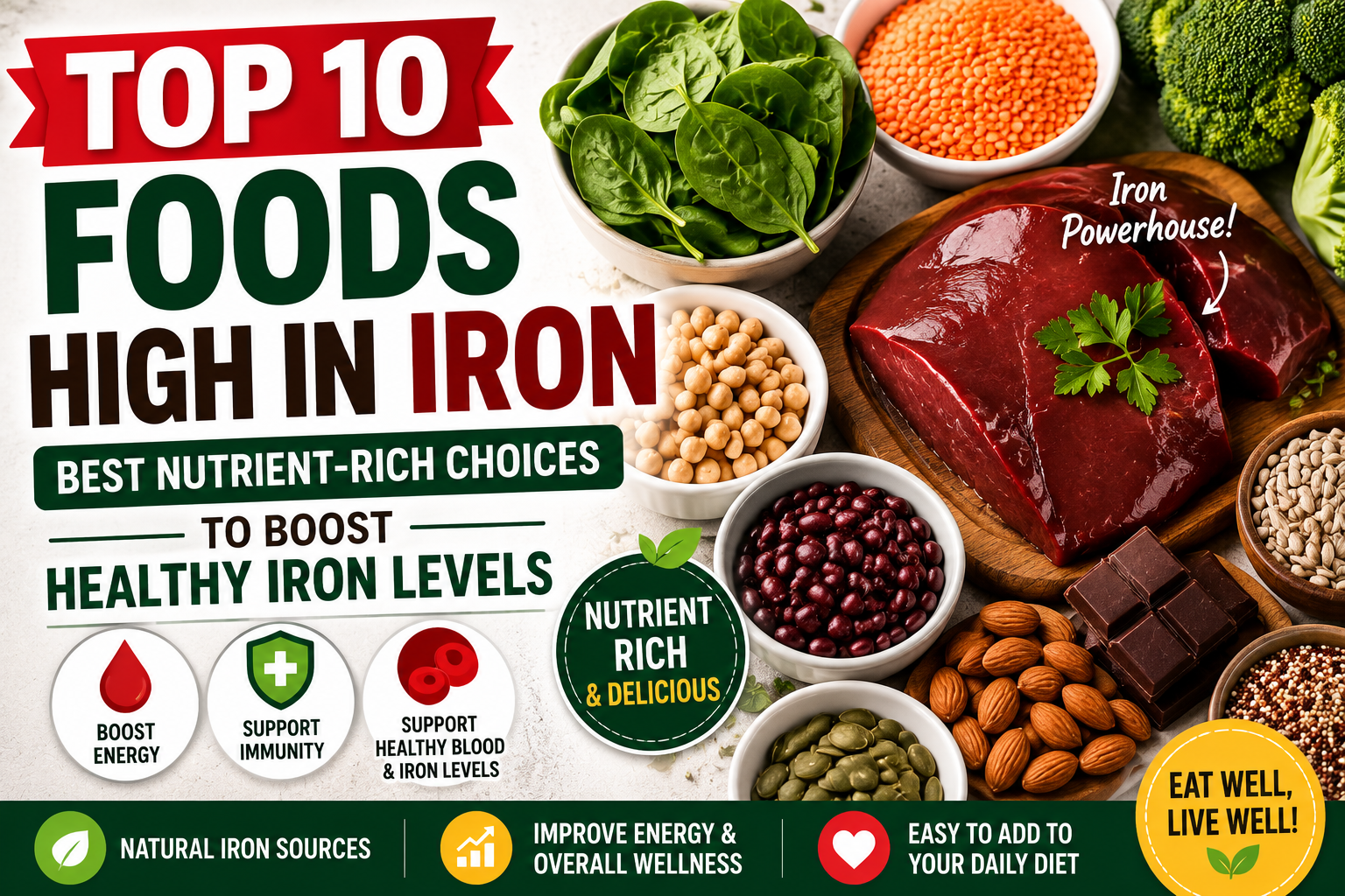 Top 10 Foods High in Iron: Best Nutrient-Rich Choices to Boost Healthy Iron Levels
