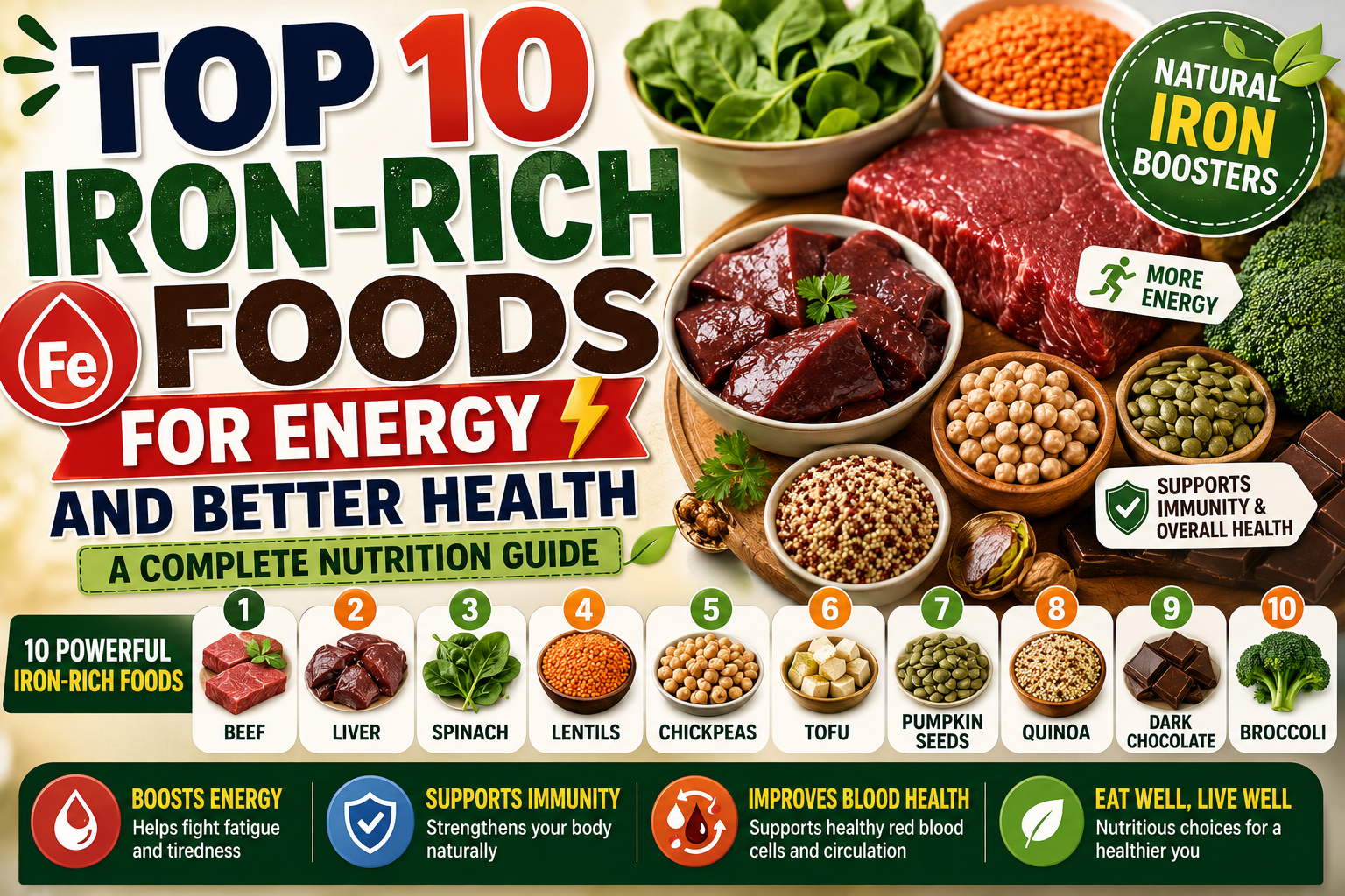 Top 10 Iron-Rich Foods for Energy and Better Health: A Complete Nutrition Guide