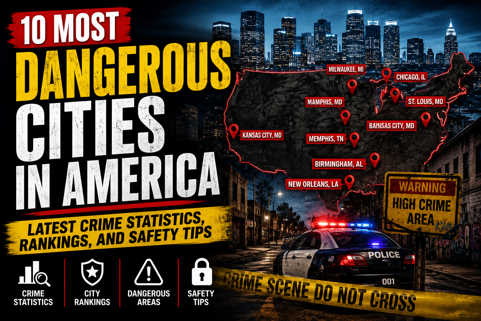 10 Most Dangerous Cities in America: Latest Crime Statistics, Rankings, and Safety Tips