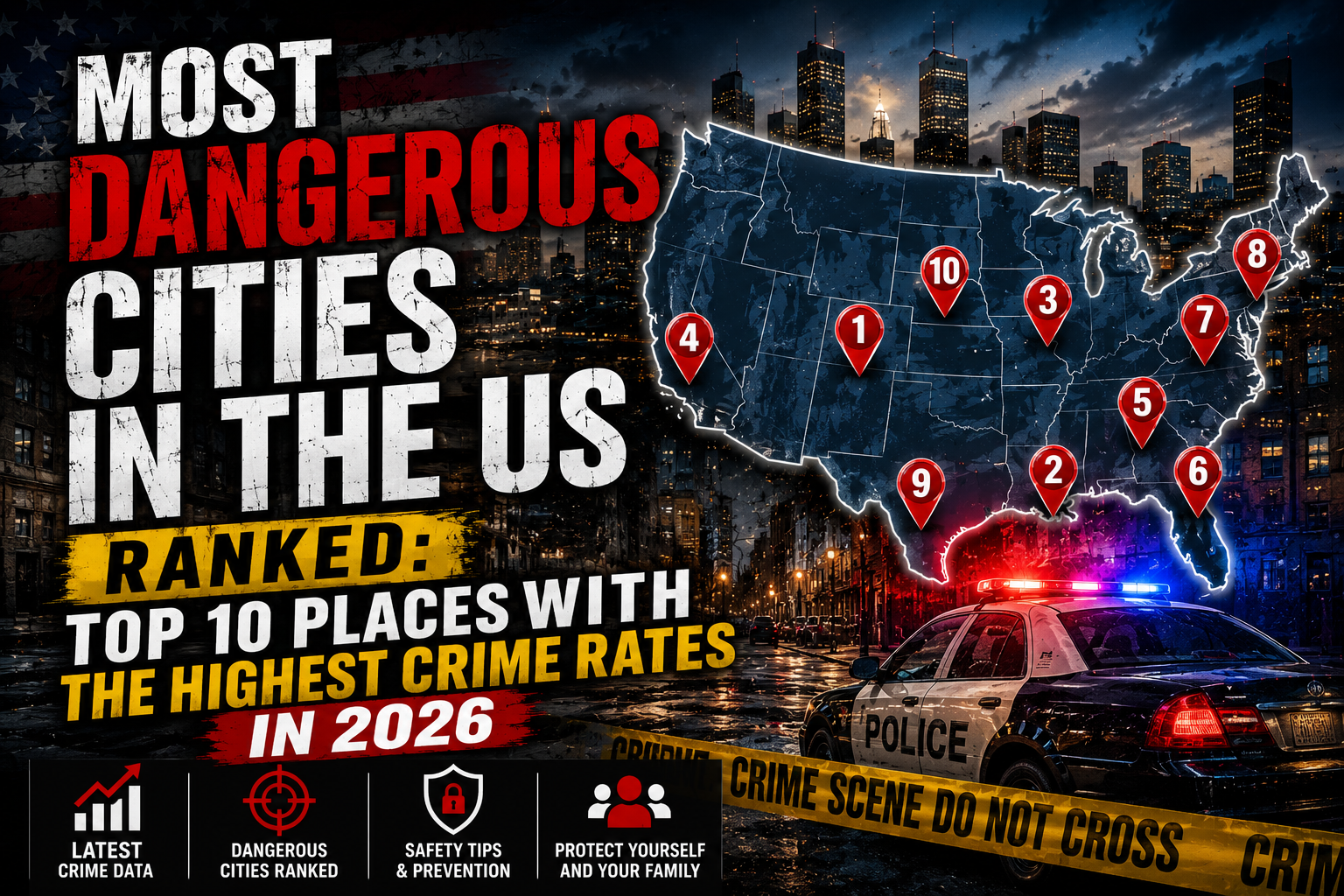 Most Dangerous Cities in the US Ranked: Top 10 Places with the Highest Crime Rates in 2026
