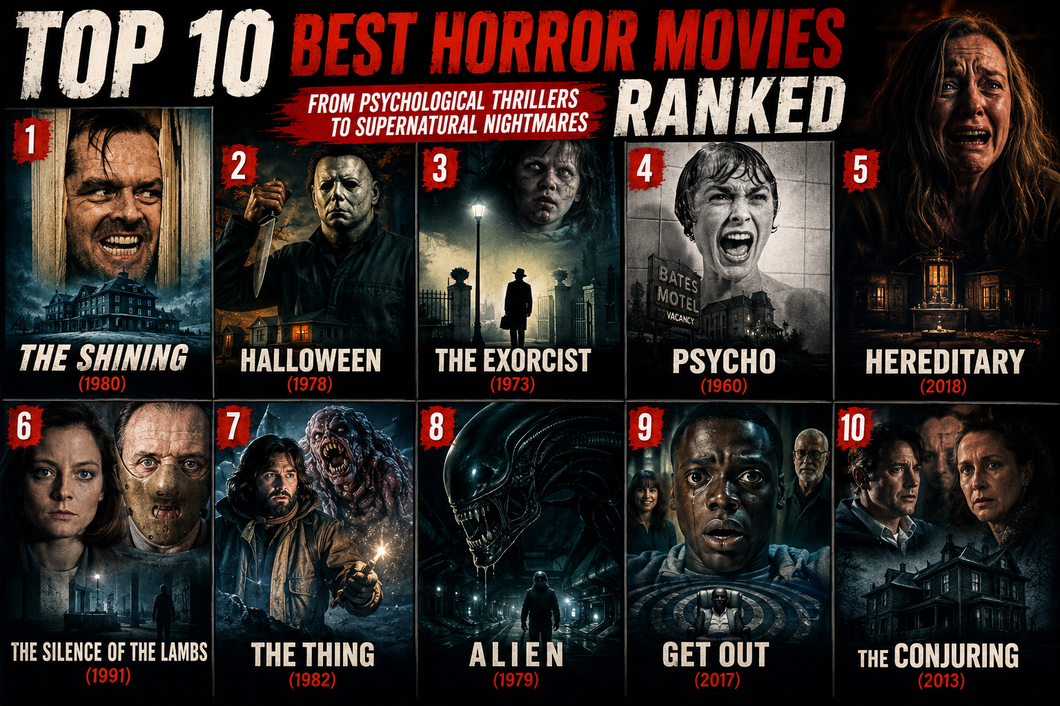 Top 10 Best Horror Movies Ranked: From Psychological Thrillers to Supernatural Nightmares