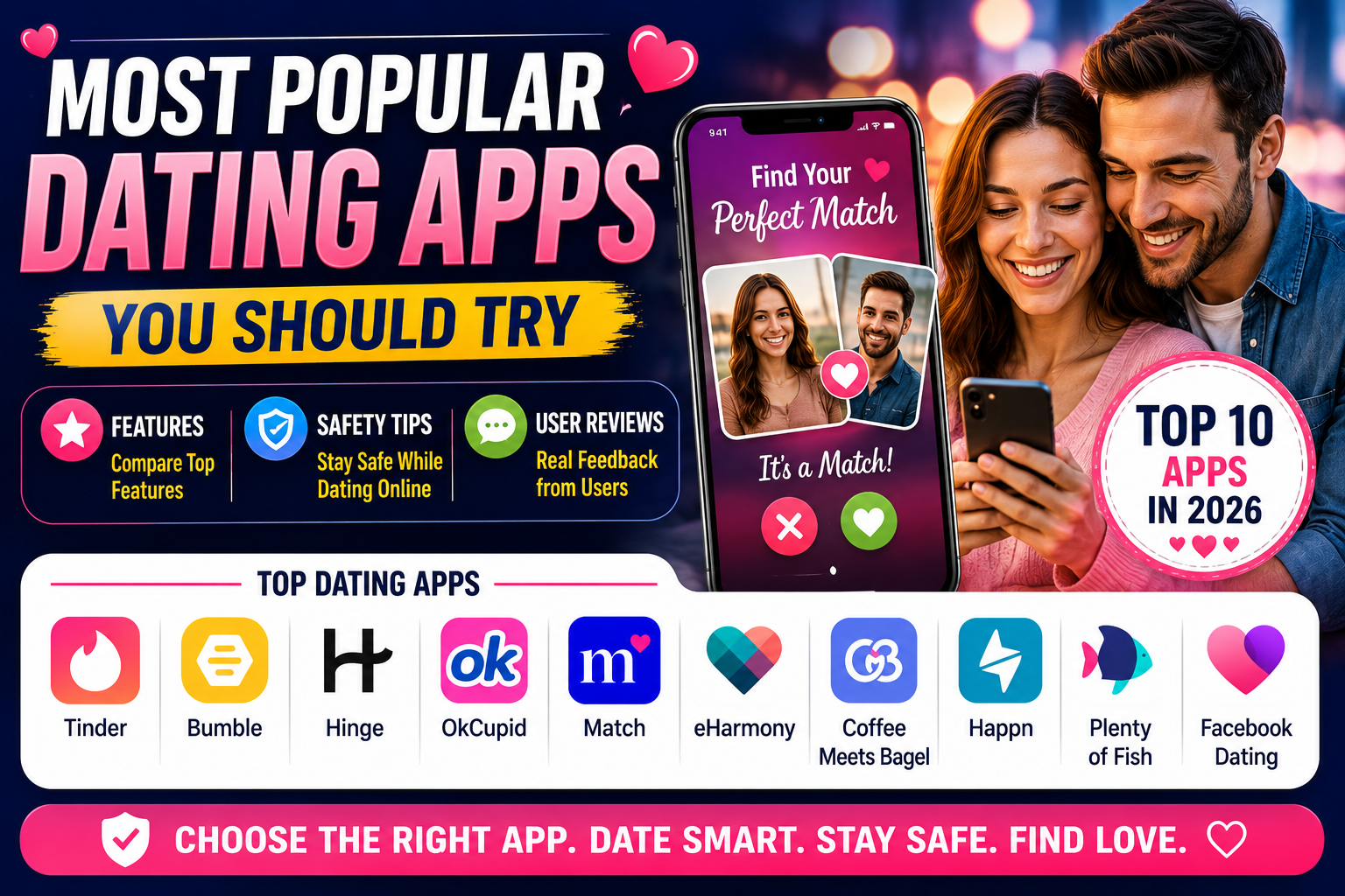 Most Popular Dating Apps You Should Try: Features, Safety Tips, and User Reviews