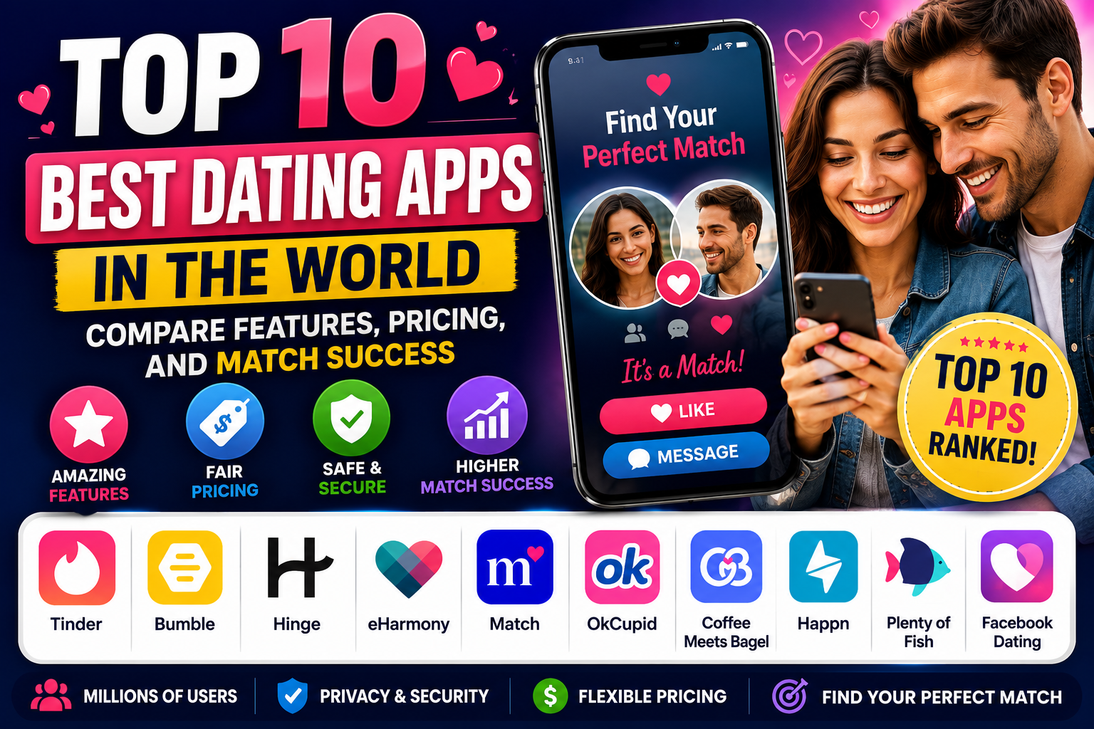 Top 10 Best Dating Apps in the World: Compare Features, Pricing, and Match Success