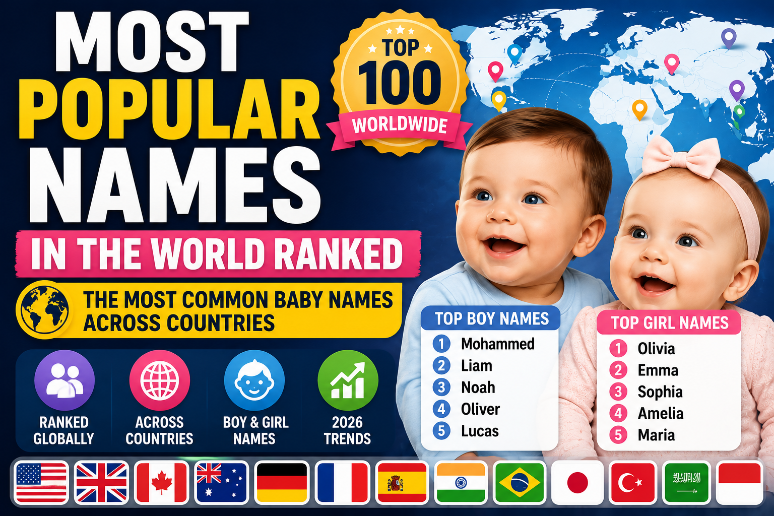 Most Popular Names in the World Ranked: The Most Common Baby Names Across Countries