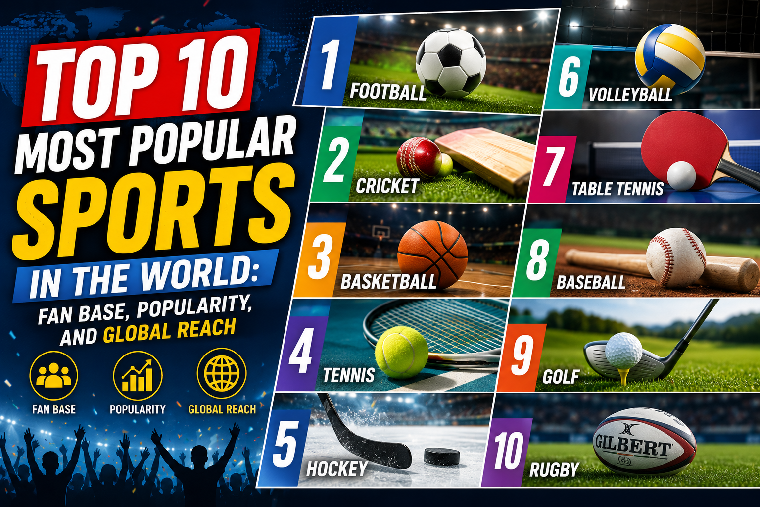 Top 10 Most Popular Sports in the World: Fan Base, Popularity, and Global Reach