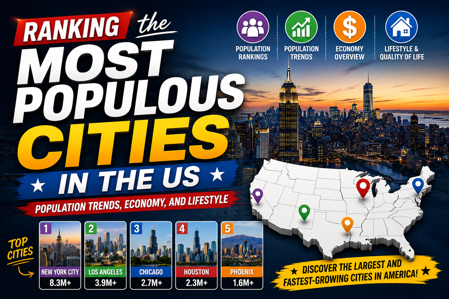 Ranking the Most Populous Cities in the US: Population Trends, Economy, and Lifestyle