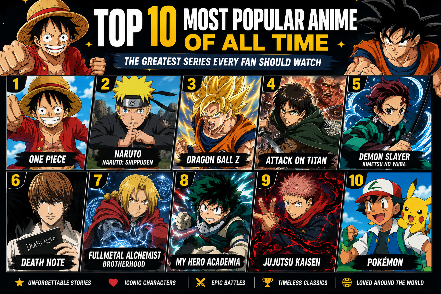 Top 10 Most Popular Anime of All Time: The Greatest Series Every Fan Should Watch