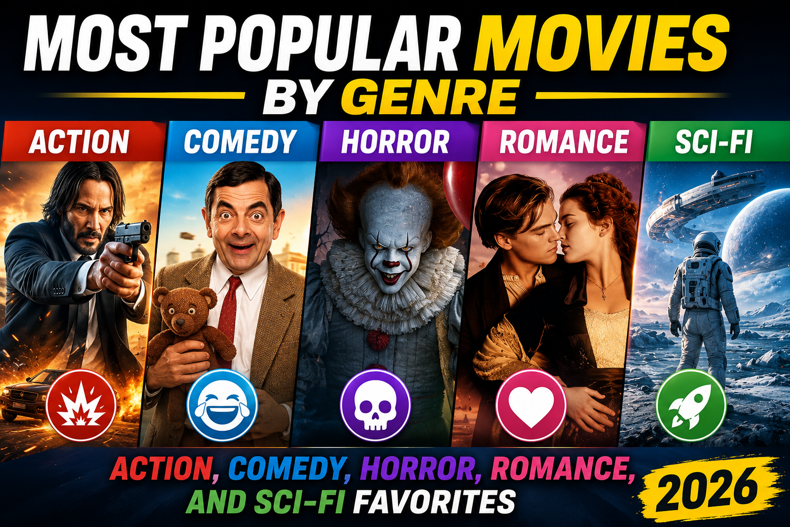 Most Popular Movies by Genre: Action, Comedy, Horror, Romance, and Sci-Fi Favorites