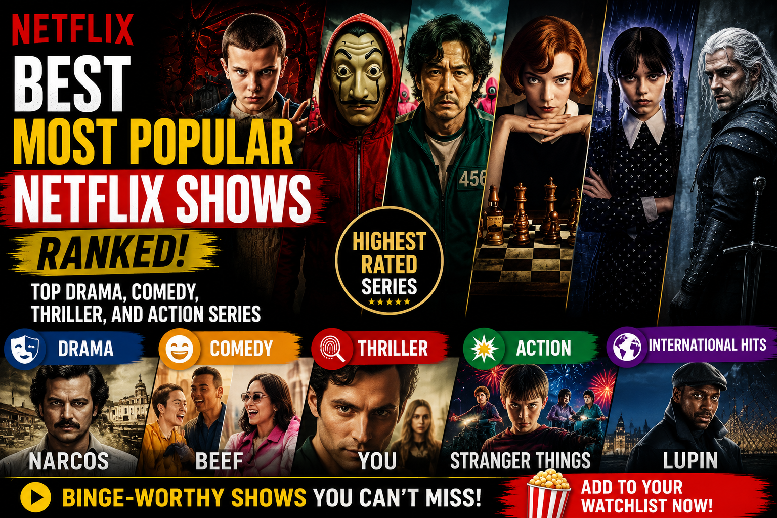 Best Most Popular Netflix Shows Ranked: Top Drama, Comedy, Thriller, and Action Series