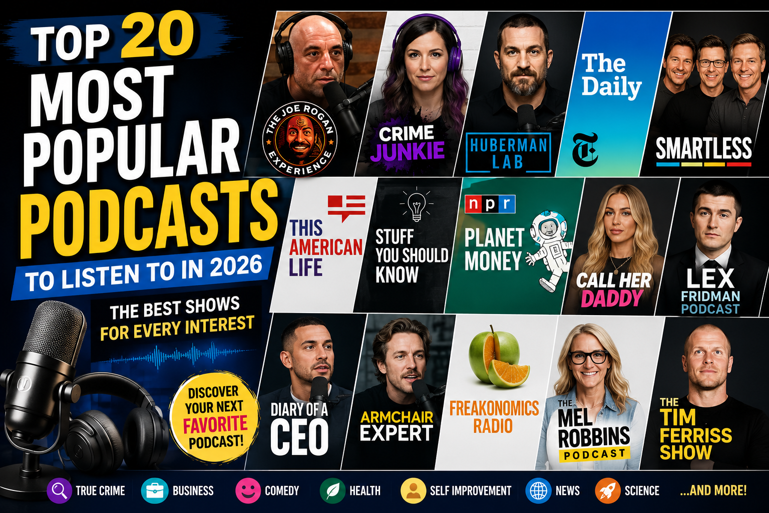 Top 20 Most Popular Podcasts to Listen to in 2026: The Best Shows for Every Interest
