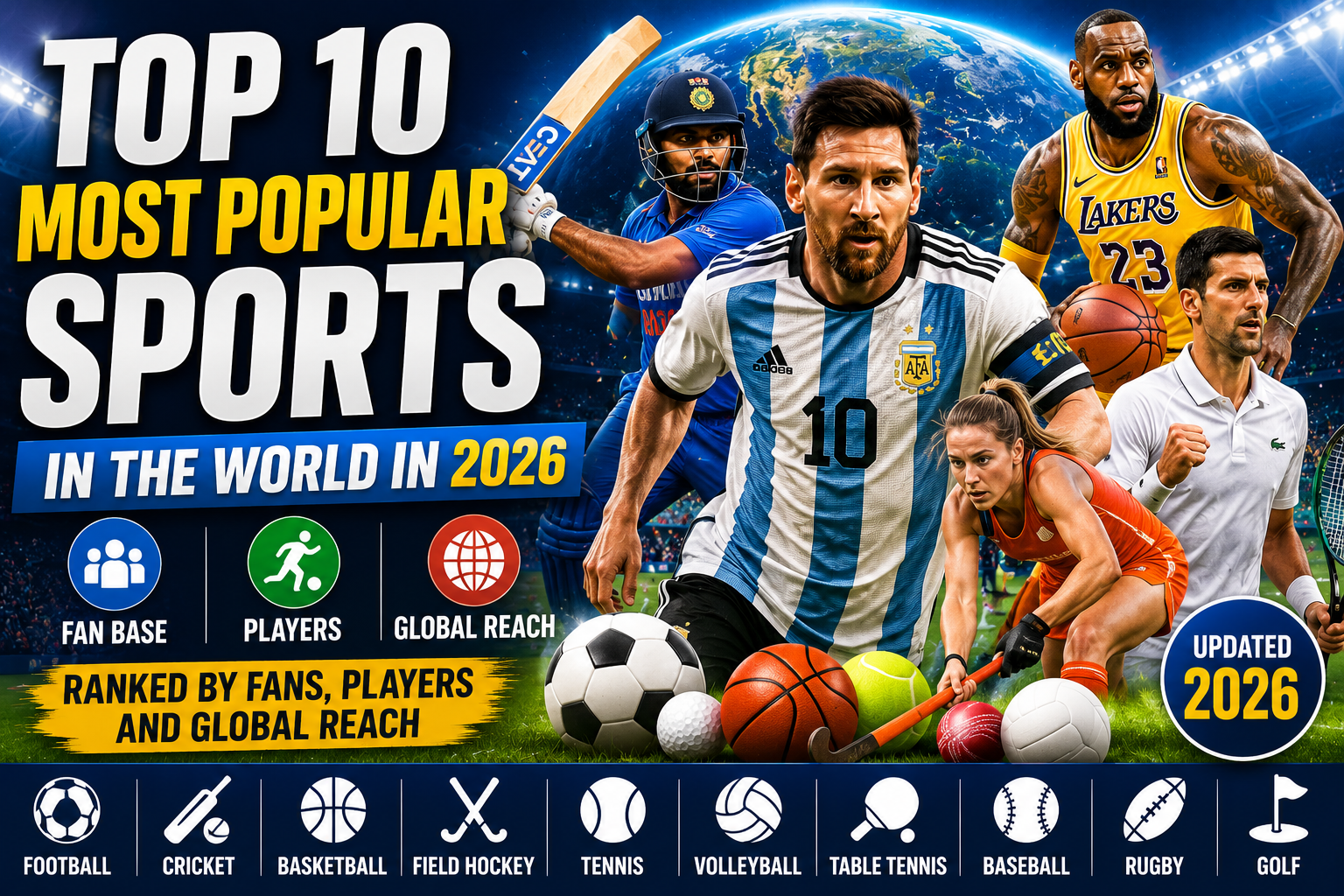 Top 10 Most Popular Sports in the World in 2026: Fan Base, Players, and Global Reach