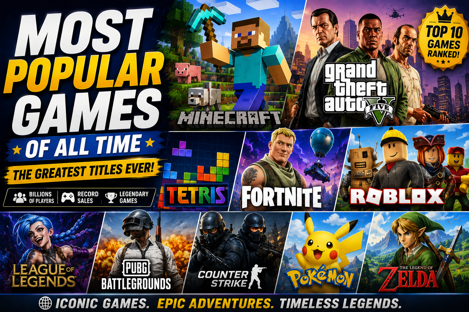 Most Popular Games of All Time: Ranking the Greatest Titles by Global Popularity