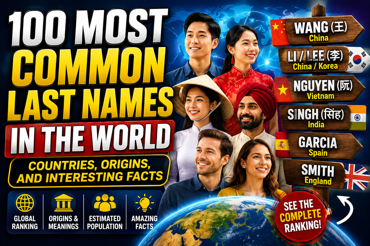 100 Most Common Last Names in the World: Countries, Origins, and Interesting Facts