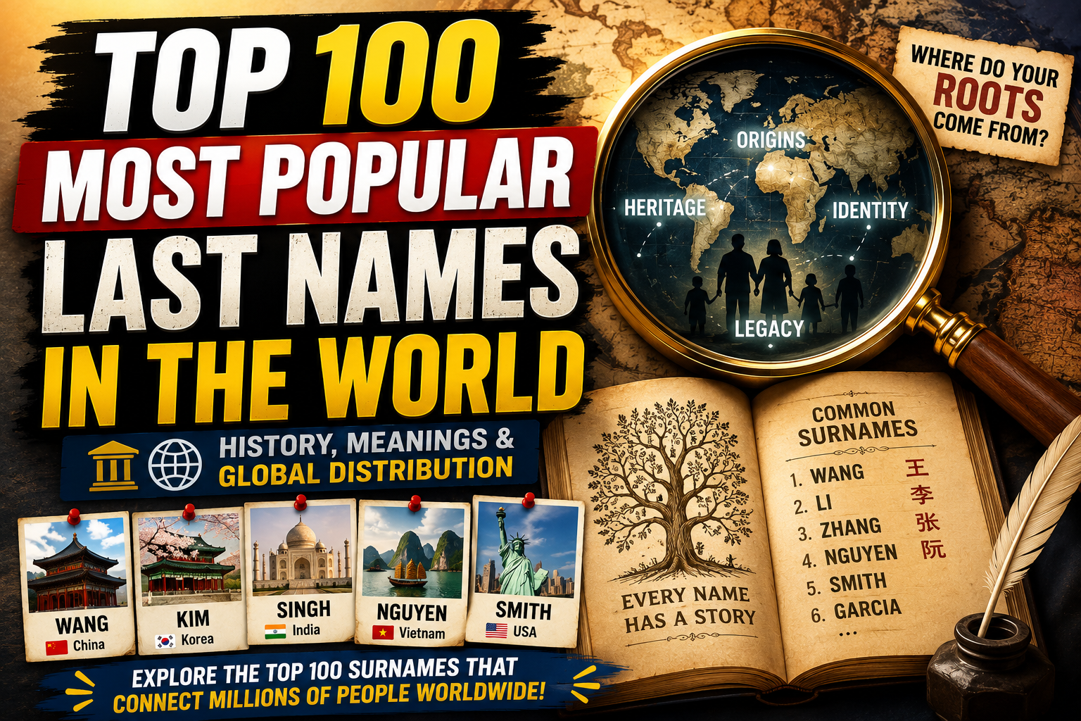 Top 100 Most Popular Last Names in the World: History, Meanings, and Global Distribution
