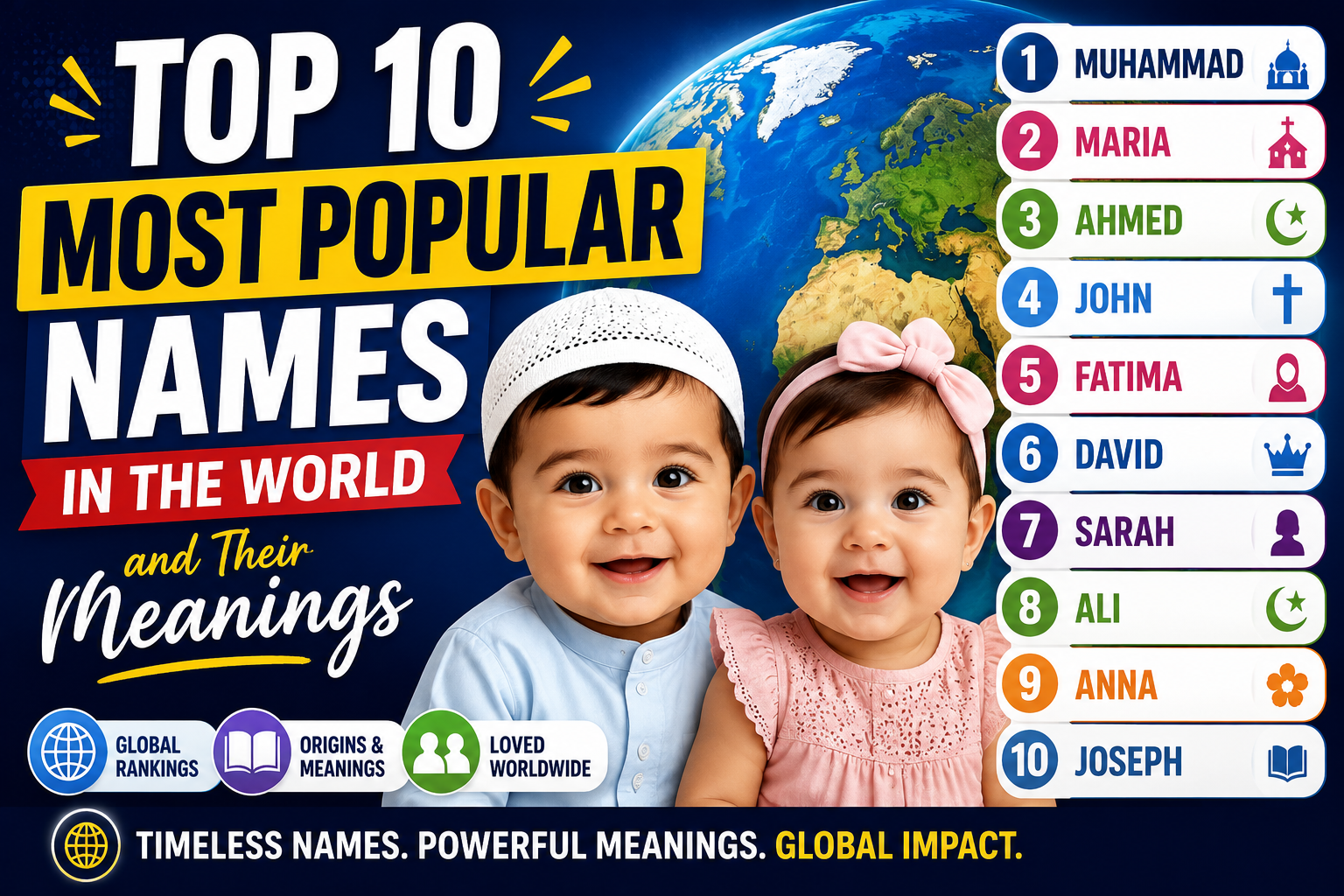 Top 10 Most Popular Names in the World and Their Meanings