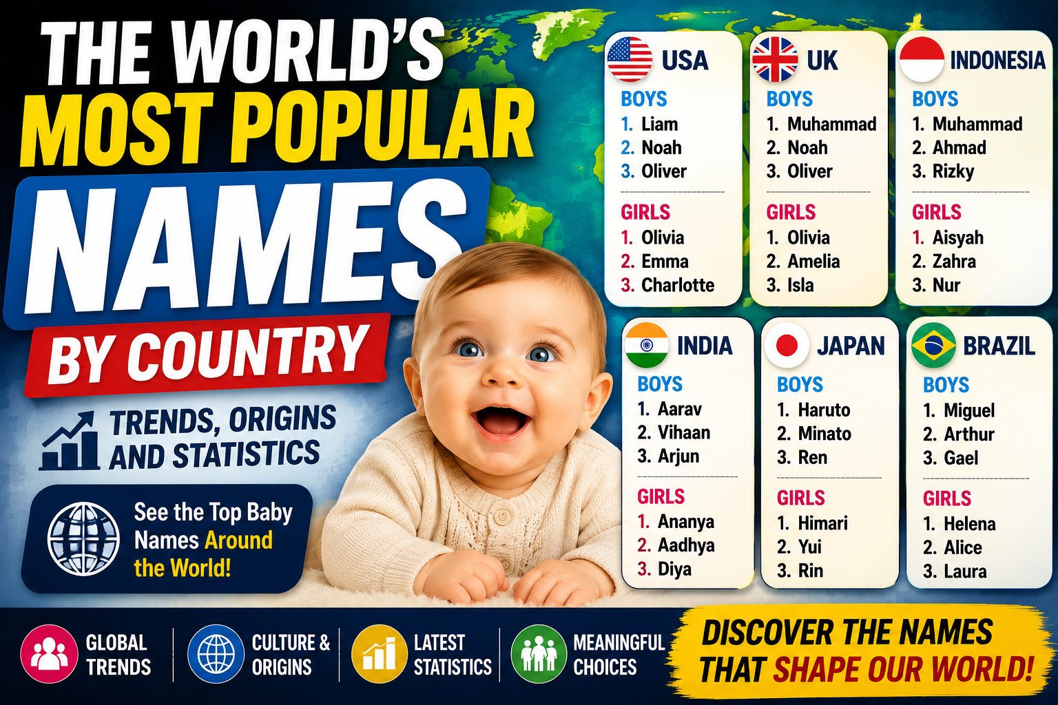 The World's Most Popular Names by Country: Trends, Origins, and Statistics