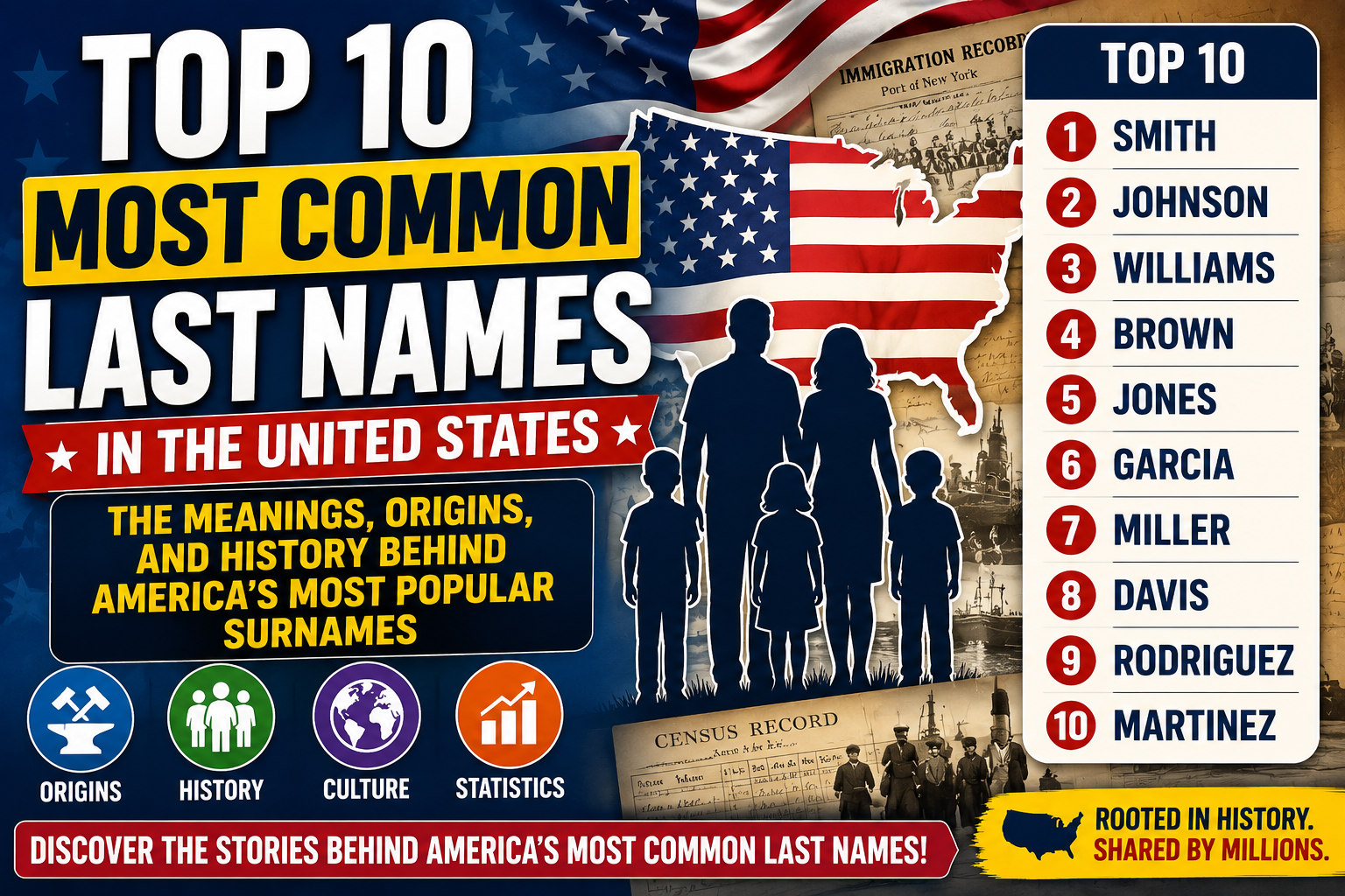 Top 10 Most Common Last Names in the United States and Their History