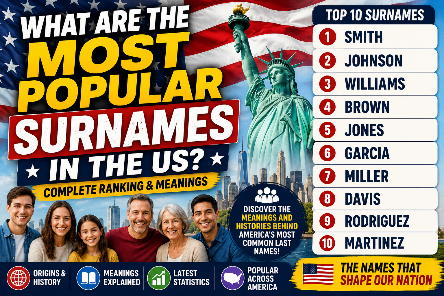 What Are the Most Popular Surnames in the US? Complete Ranking and Meanings