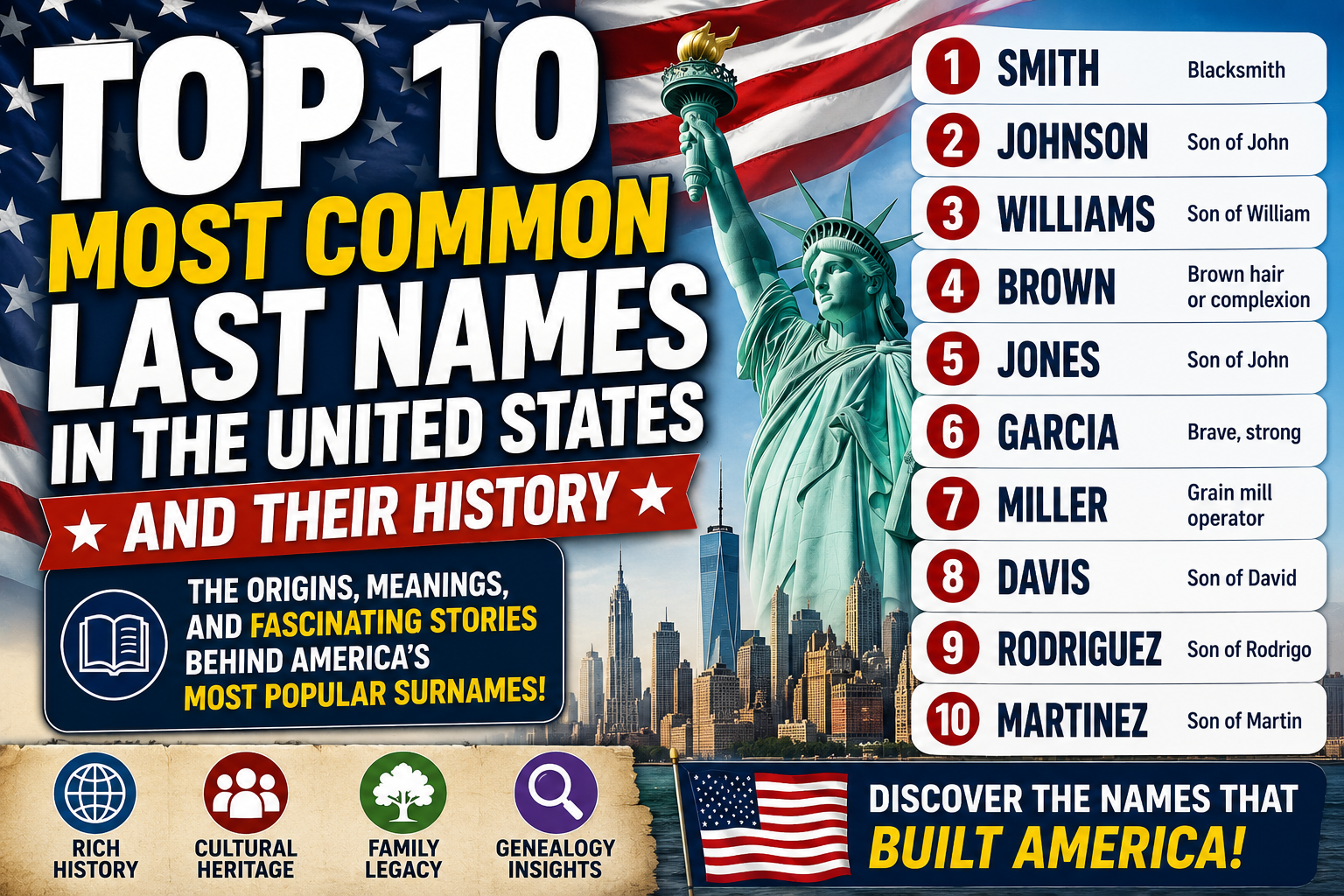 Top 10 Most Common Last Names in the United States and Their History