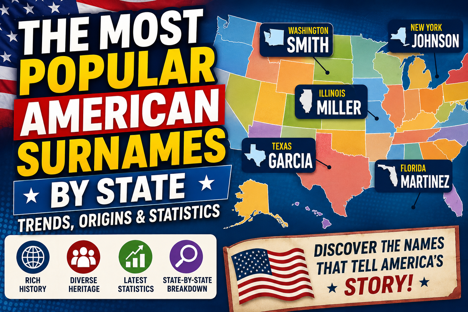 The Most Popular American Surnames by State: Trends, Origins, and Statistics