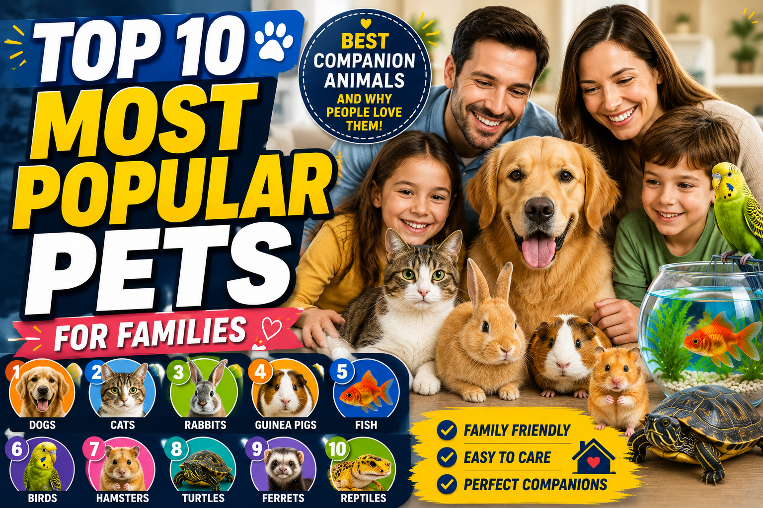 Top 10 Most Popular Pets for Families: Best Companion Animals and Why People Love Them