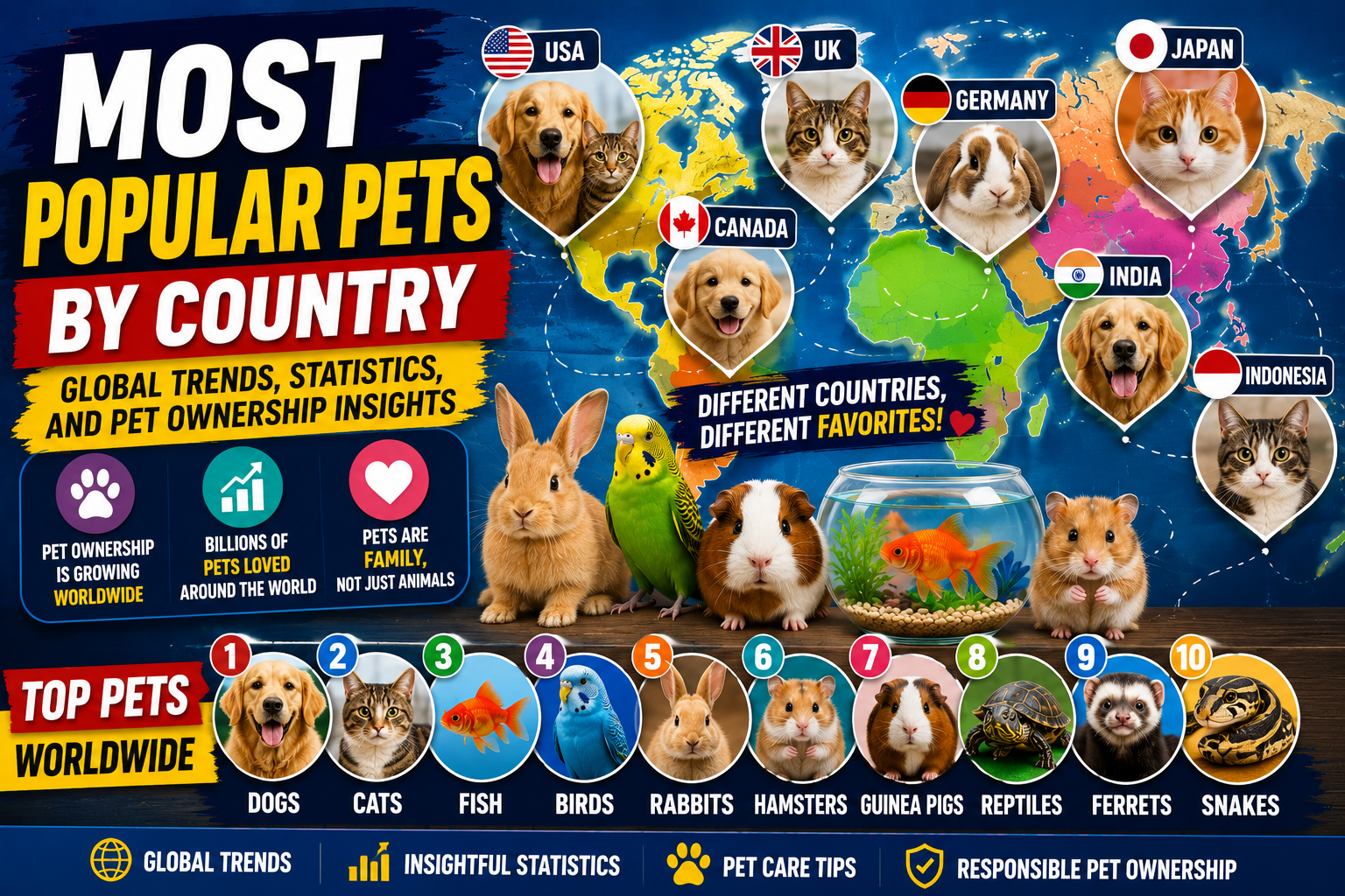 Most Popular Pets by Country: Global Trends, Statistics, and Pet Ownership Insights