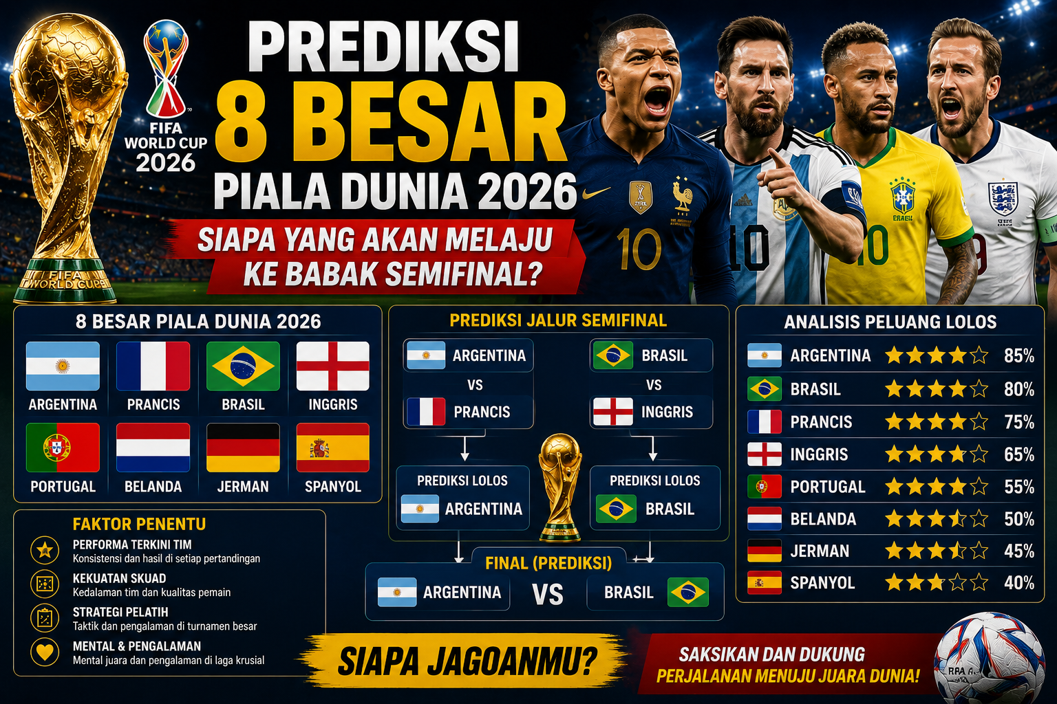 Prediksi 8 Besar Piala Dunia 2026: Siapa yang Akan Melaju ke Babak Semifinal?