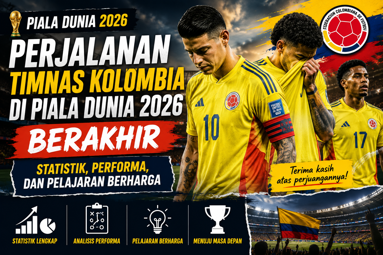 Perjalanan Timnas Kolombia di Piala Dunia 2026 Berakhir: Statistik, Performa, dan Pelajaran Berharga