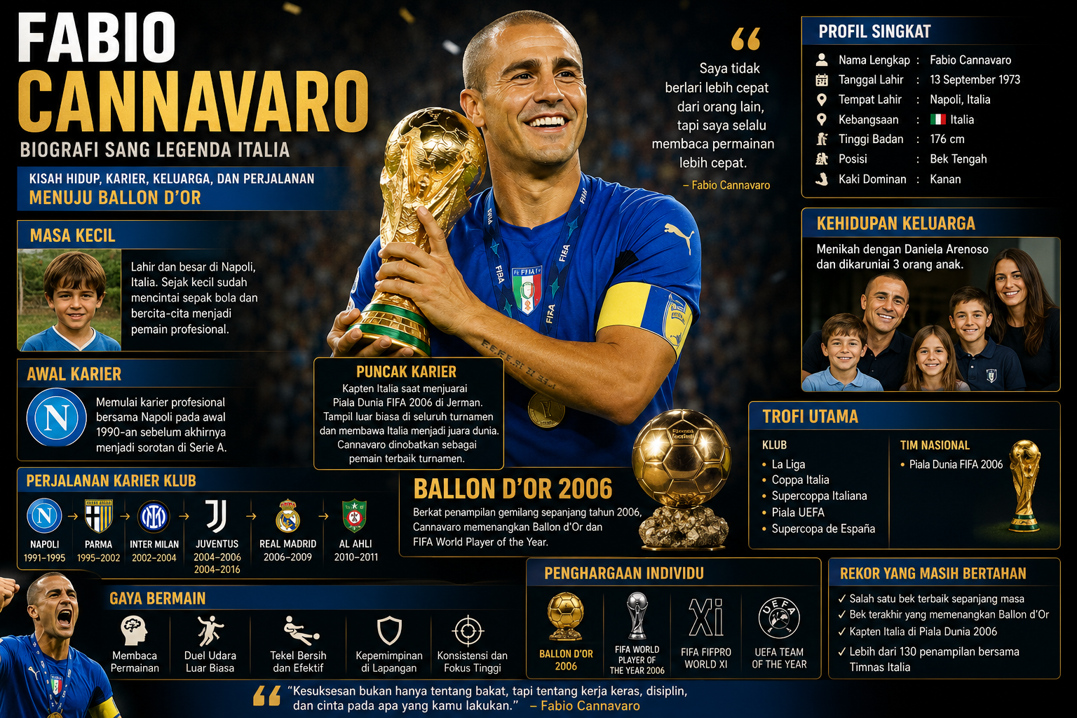 Biografi Fabio Cannavaro: Kisah Hidup, Karier, Keluarga, dan Perjalanan Menuju Ballon d'Or