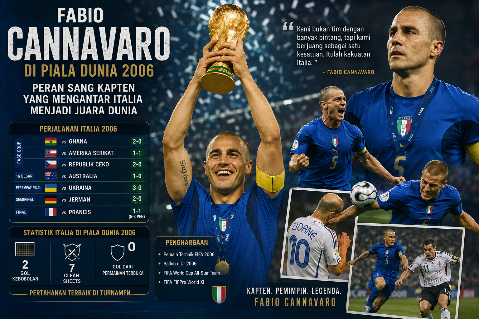Fabio Cannavaro di Piala Dunia 2006: Peran Sang Kapten yang Mengantar Italia Menjadi Juara Dunia