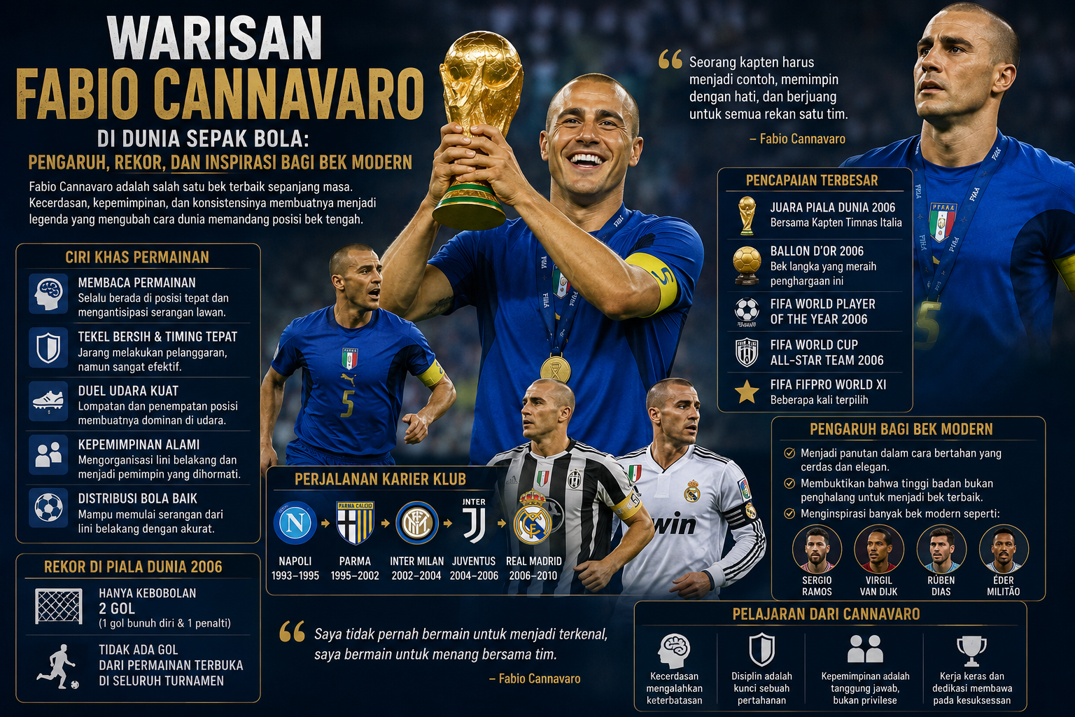 Warisan Fabio Cannavaro di Dunia Sepak Bola: Pengaruh, Rekor, dan Inspirasi bagi Bek Modern