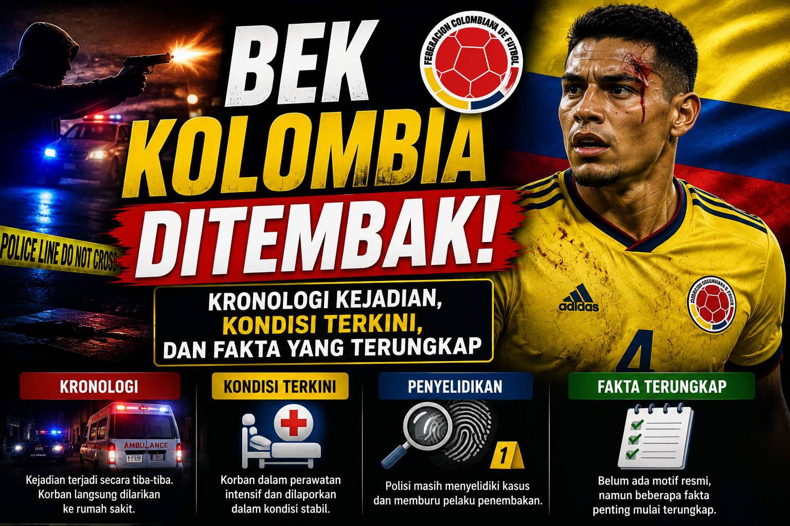 Bek Kolombia Ditembak: Kronologi Kejadian, Kondisi Terkini, dan Fakta yang Terungkap