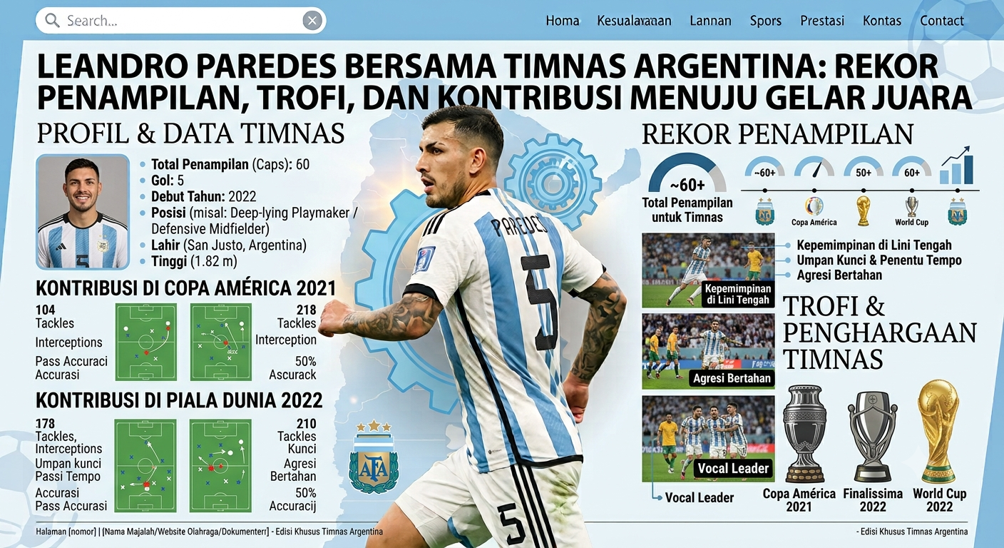 Leandro Paredes Bersama Timnas Argentina: Rekor Penampilan, Trofi, dan Kontribusinya Menuju Gelar Juara